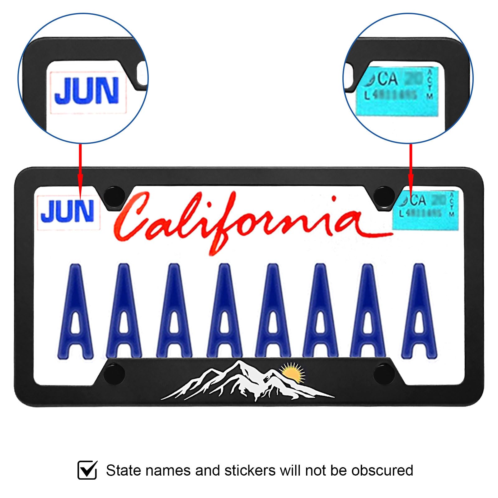 Matte License Plate Frames Mountain Style Aluminum Alloy License Plate Cover Holder License Plates Universal Car Accessories For