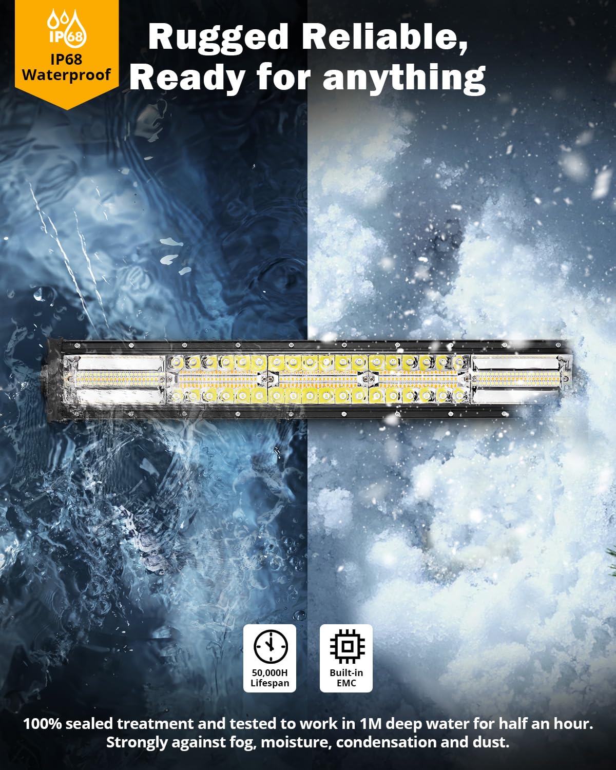 Auxbeam 22" 120W LED Light Bar - Dual Color Amber White Strobe Spot Flood Off-Road Lighting for 4x4 SUV UTV ATV Trucks