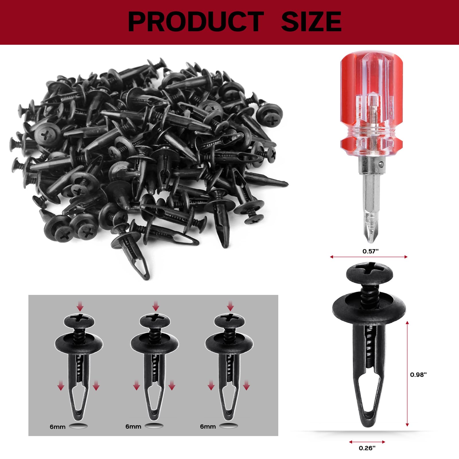 Xislet 100 Pcs Plastic Rivets Compatible with Rhino 450 660 700 Grizzly 600 ATV Body Fender Hood Fuel Tank Panel Push Fastener R