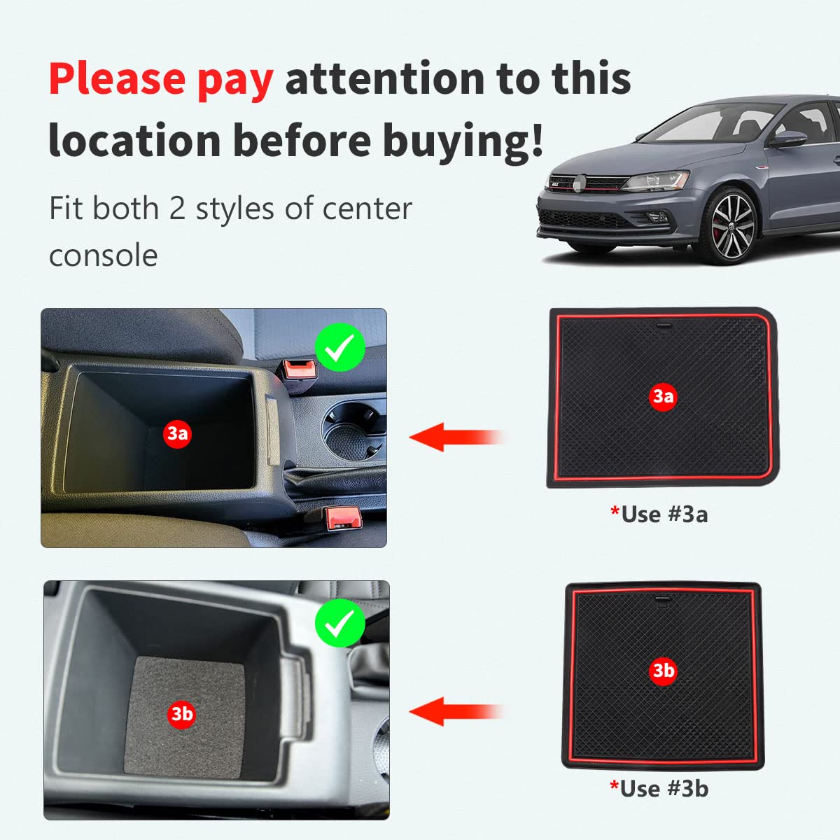 Auovo Rubber Door Compartment Mats for Volkswagen Jetta 2013-2018, Red, 10pcs Set, Anti-Dust Cup Holder Console Liners