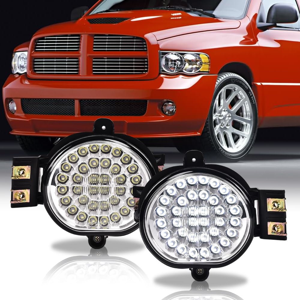 Grand Orang Led Fog Lights Compatible With Dodge Ram 2002-2009 Fog Lamps W/Switch Driver & Passenger Pair Clear Lens 55077475Ab