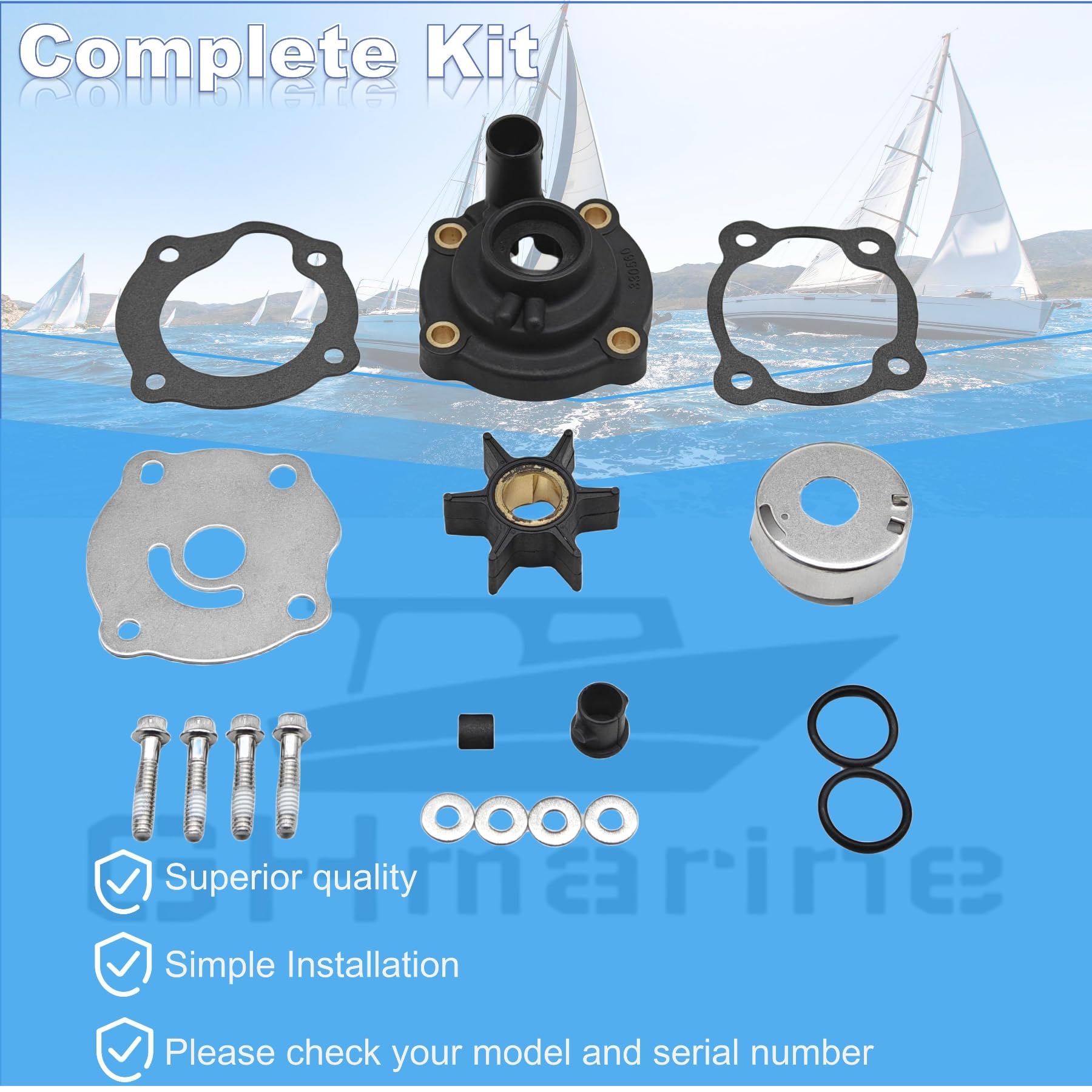 Ghmarine 395270 Water Pump Impeller Kit For Johnson Evinrude 14 25 28 Hp Outboard Engines Gearcase Repair 395271 18-3383 12060