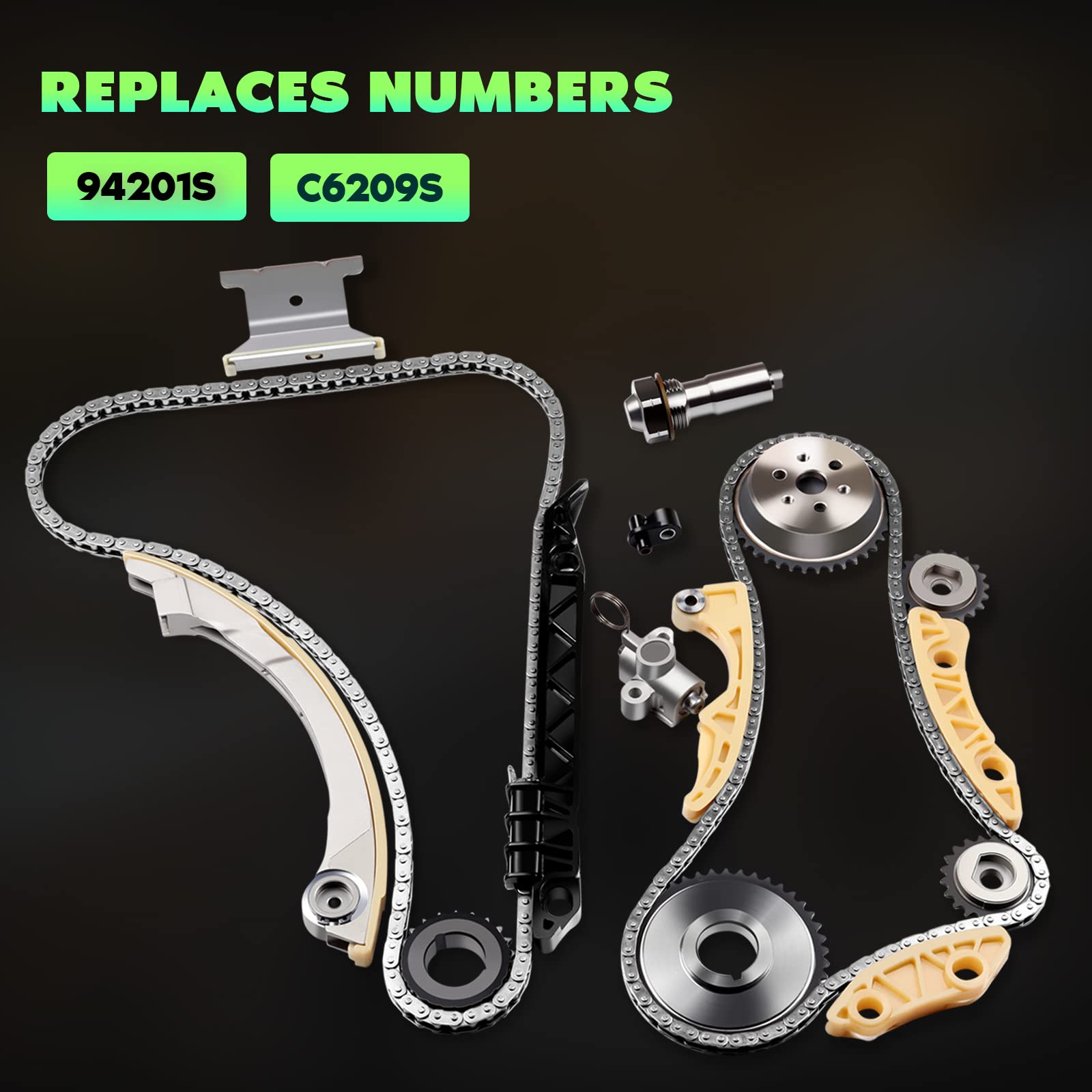 SCITOO Timing Chain Kit with Tensioner & Sprocket for Chevy, Buick, GMC, Pontiac, Saturn, Malibu, Equinox, HHR, LaCrosse, Terrain, G6