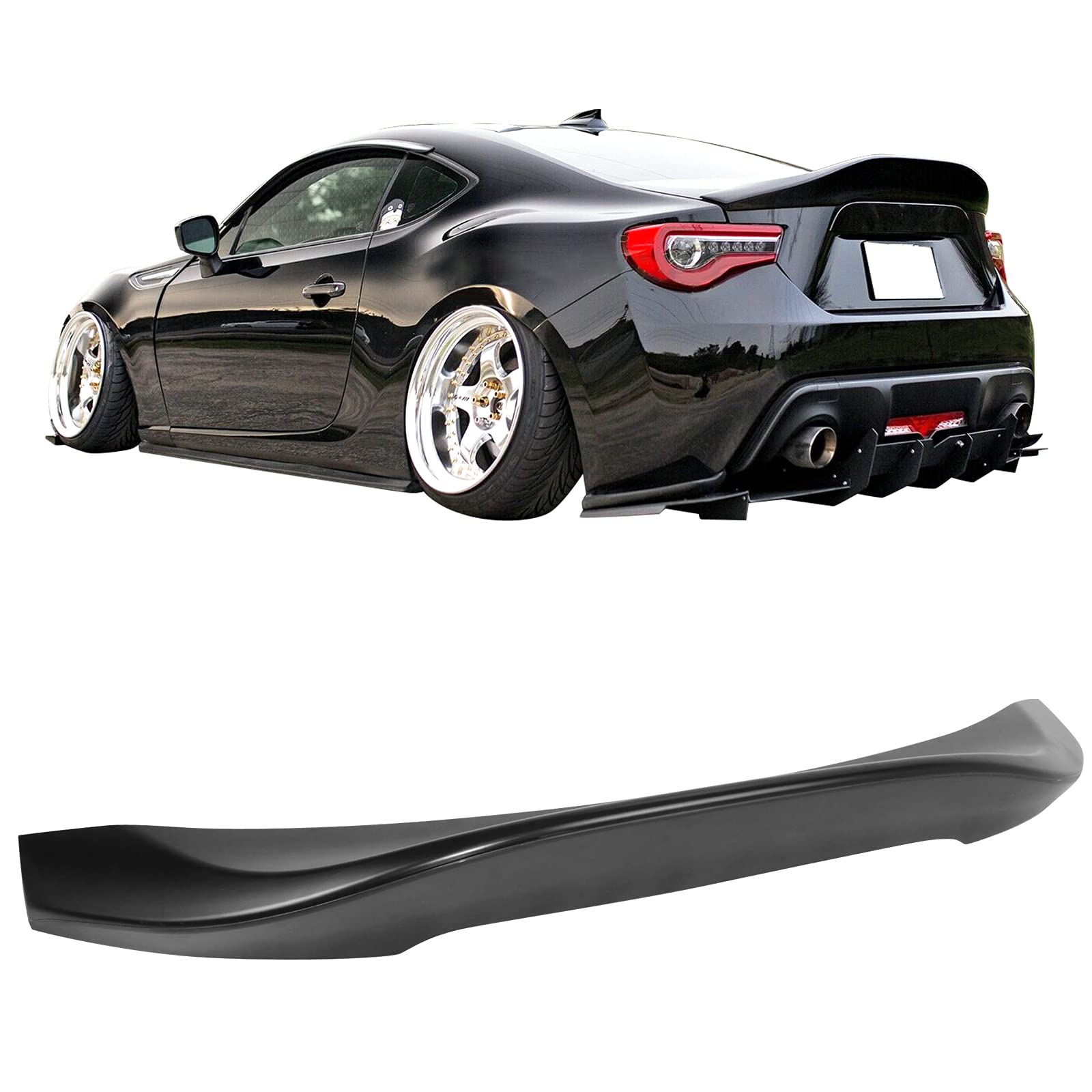 Ikon Motorsports, Trunk Spoiler Compatible With 2013-2016 Scion Fr-S & 2013-2020 Subaru Brz & 2017-2020 Toyota 86, Unpainted Black Abs Plastic L Style Rear Spoiler Wing