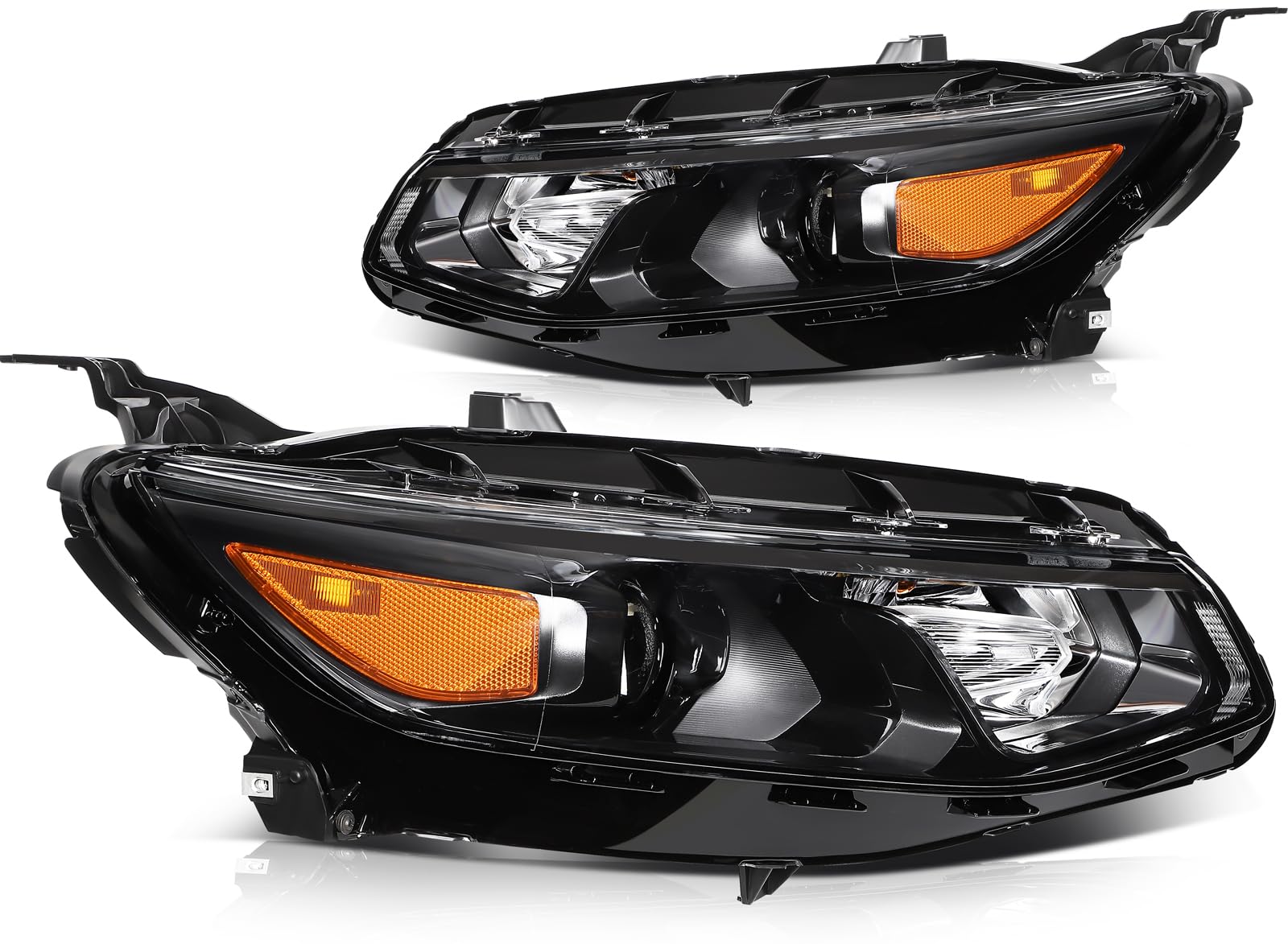 LBRST Headlight Assembly Fit 2016-2018 for Malibu Driver & Passenger Side Headlight Black Housing Amber Reflector 84324411