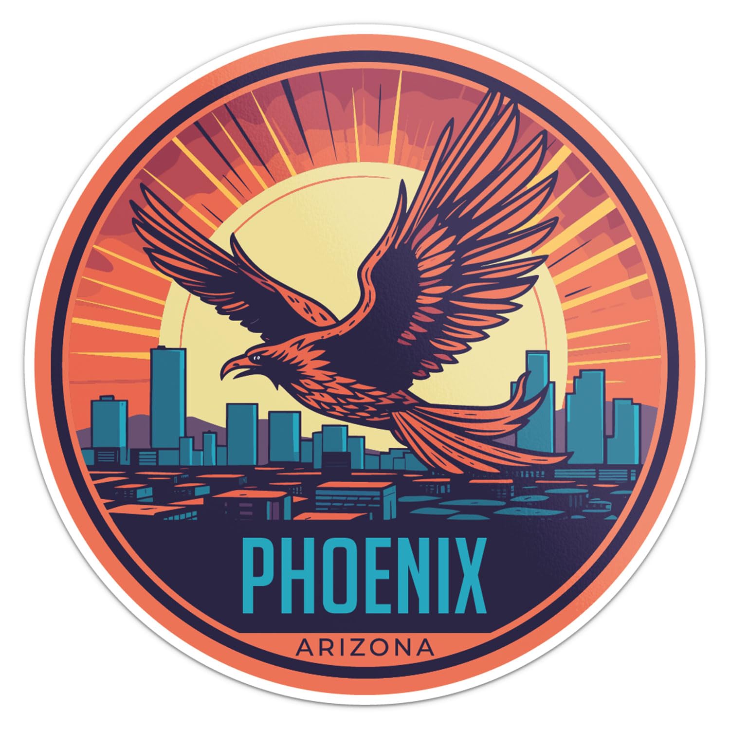 Phoenix City Sticker - Waterproof Vinyl Decal for Car Bumper, Laptop, Water Bottle, Wall, and Window, Size - 3'' Longer Side