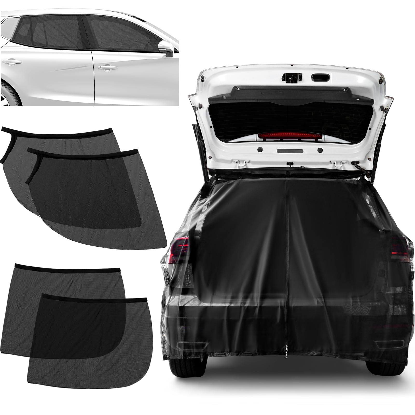 Yahenda Car Window Screens for Camping, SUV Tailgate Screen Included, 5 Pcs Car Window Bug Screens Set, Mosquito Net Privacy Sha