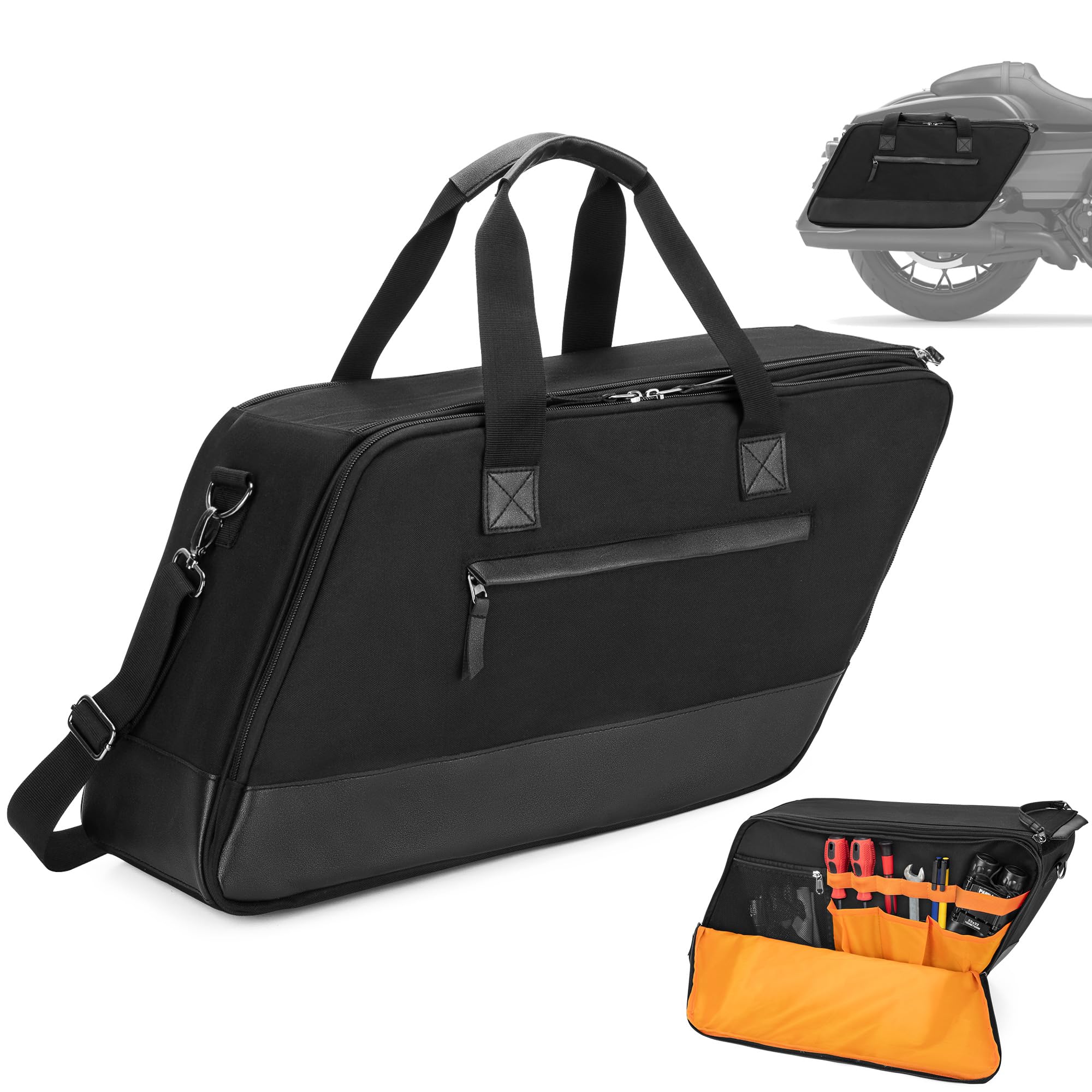 HODRANT Motorcycle Saddlebag Liner Bag, Saddlebag Organizer with Orange Liner, Compatible with Harley Davidson 1993-2022 Touring