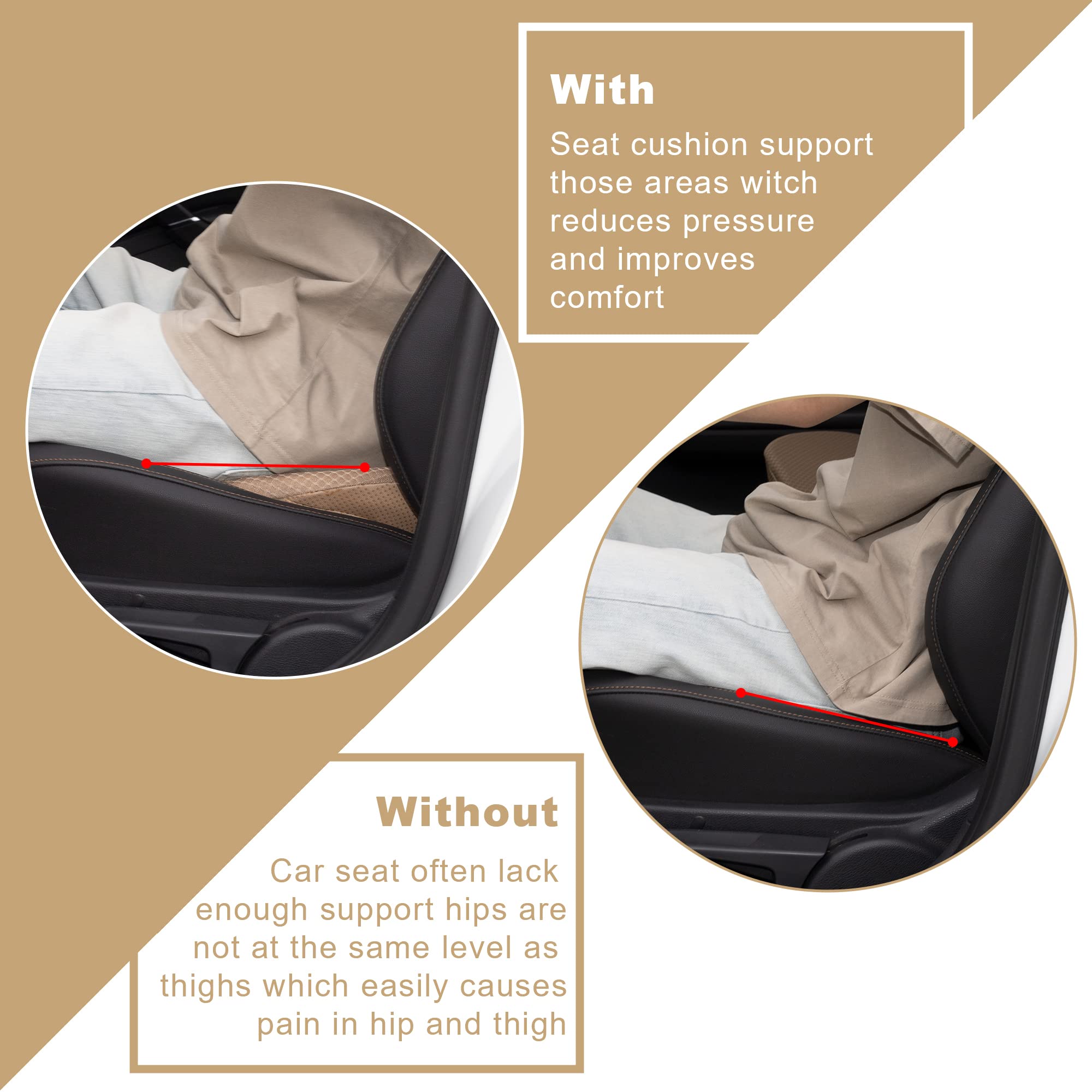 Livtribe Memory Foam Car Seat Cushion - Sciatica Relief, 17.3x10.5x3.5 in, Z-Beige, Model ZD-05
