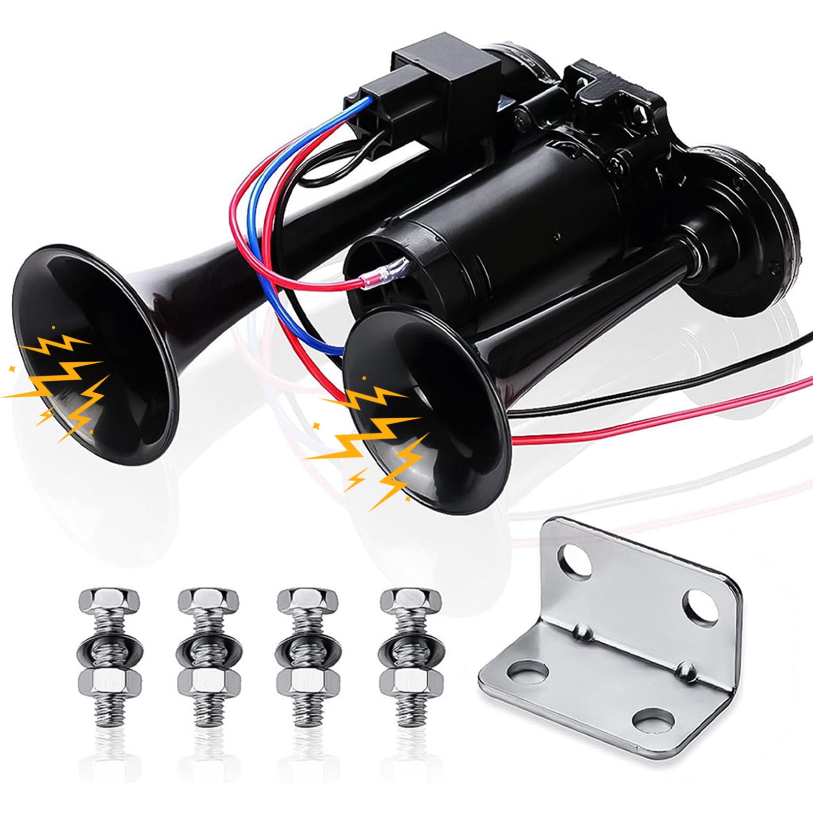 Horn Kit, 12V 150db Car Air Horn Super Loud 2 Trumpet Train Horn Kit with Compressor for Trucks Lorrys Trains Boats Jeep SUV or 
