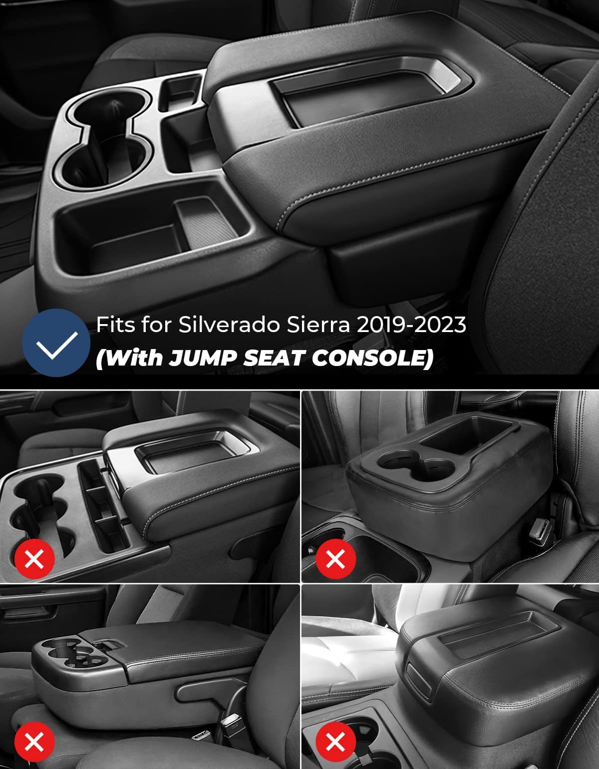 ISSYAUTO Neoprene Center Console Cover for 2019-2024 Silverado/Sierra, Jump Seat Armrest, Model A1926-02801
