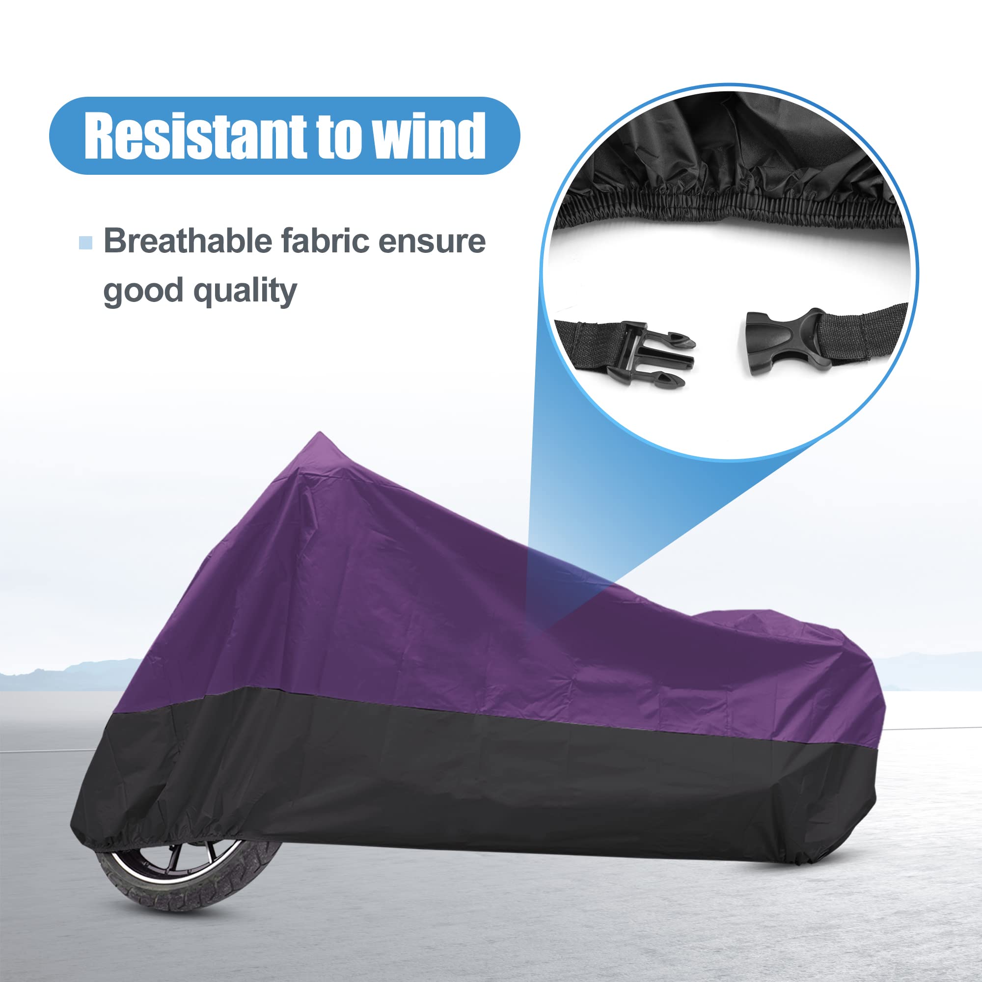 Uxcell Motorcycle Cover Motorbike Full Cover Outdoor Waterproof Rain Dust Protector 190T Xxl Purple Black For Harley Most Full D