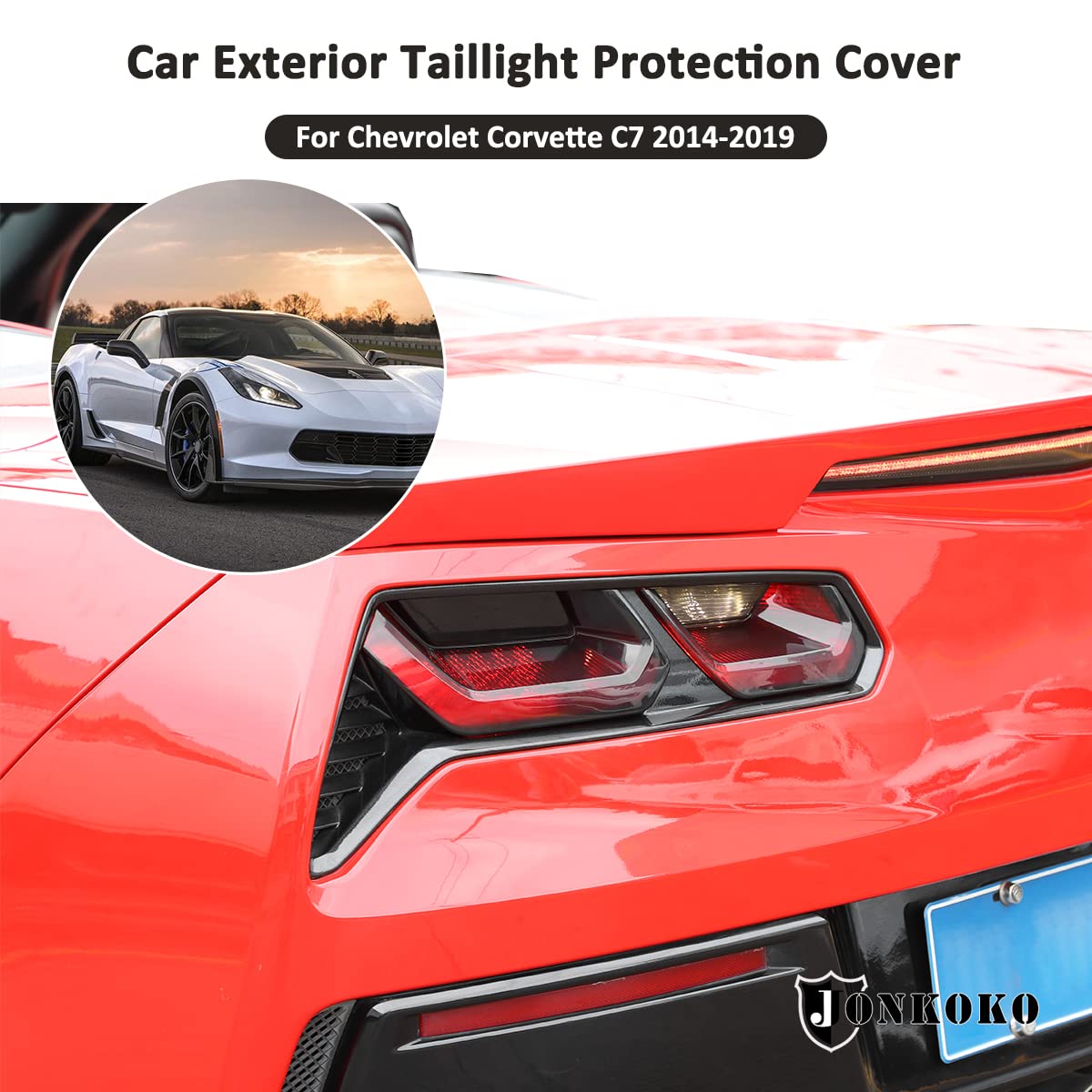 Jonkoko Abs Black Rear Tail Light Lens Taillight Kit Fit For Chevrolet Corvette C7 2014-2019 Car Exterior Taillight Protection C