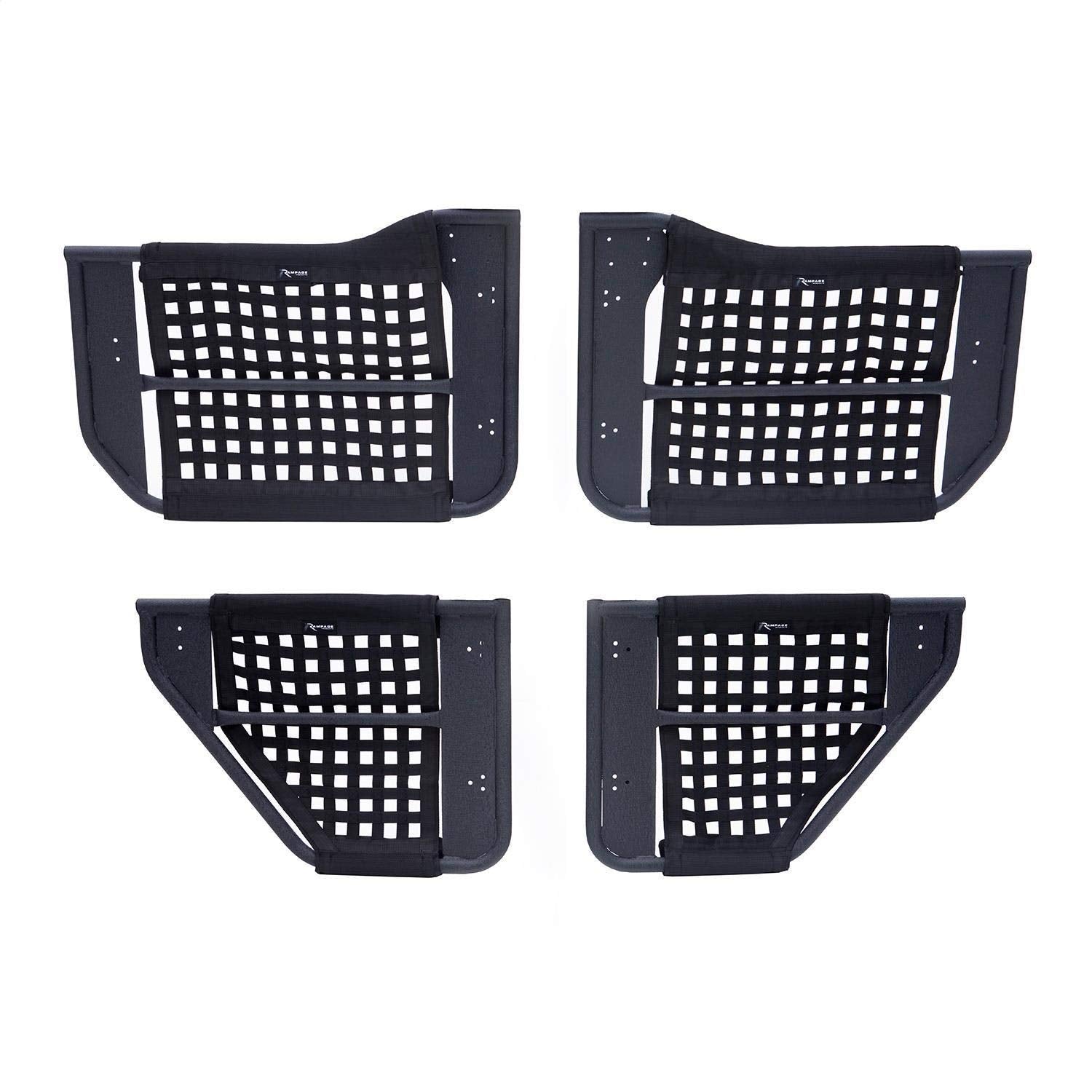 Rampage Products Trail Doors For Jeep Wrangler Jk | 4-Piece Set, Removable Mesh Net, Steel, Black | 7684 | Fits 2007-2018 Jeep W