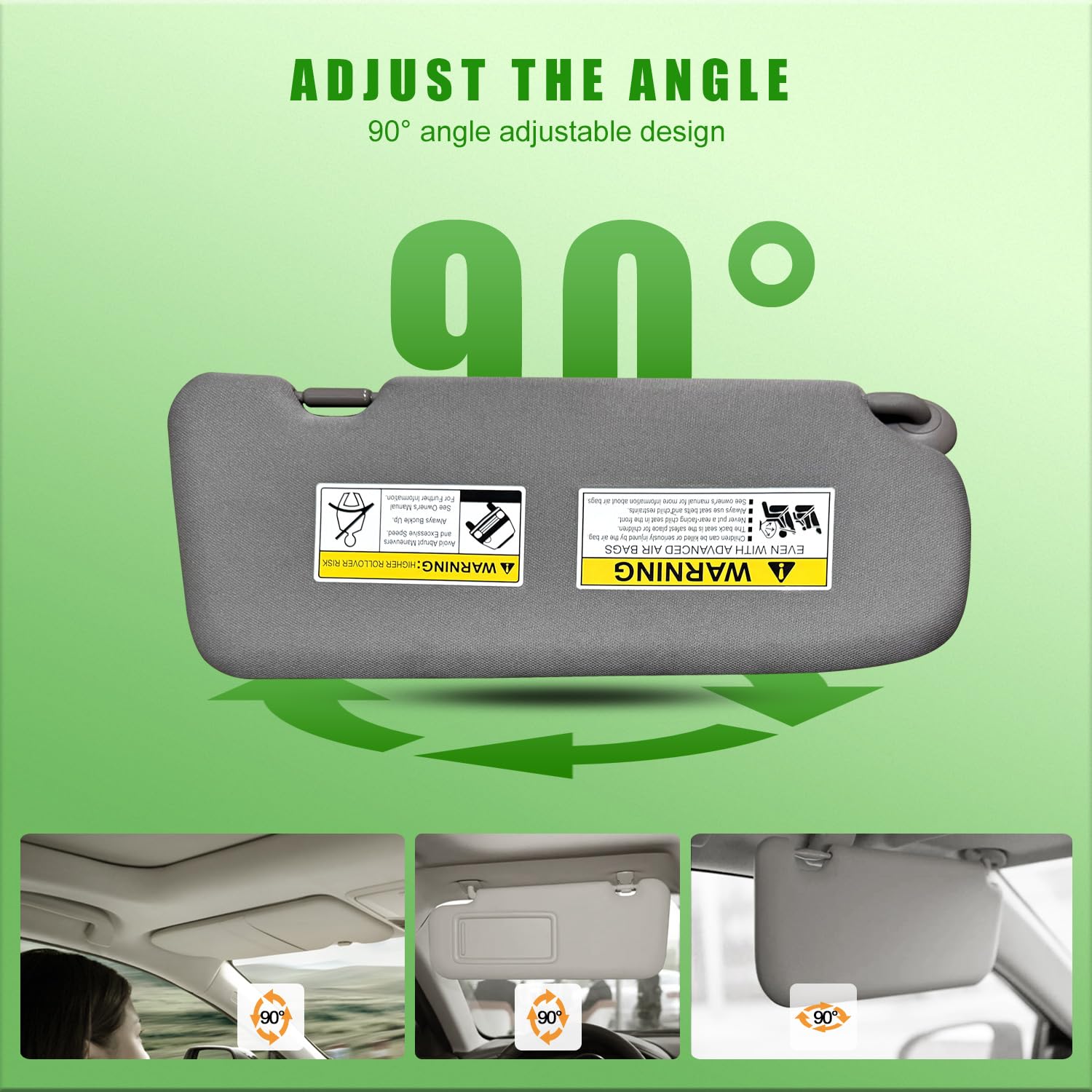UMISHI Left Driver Side Sun Visor for Honda CRV 2017-2022, Grey, Plastic, with Vanity Light & Makeup Mirror, Model XIRIEH045