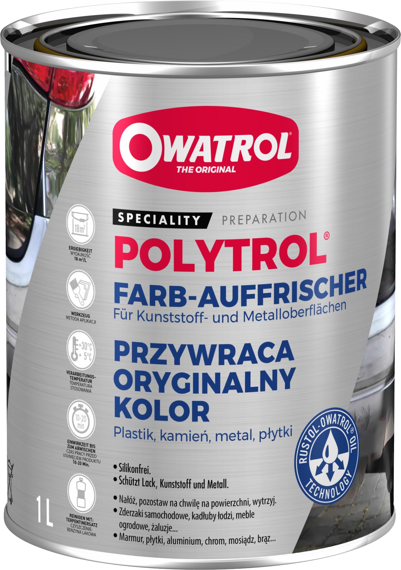 OWATROL Color Restorer for Cars - 1L Transparent Plastic & Chrome Restorer (Model 851)