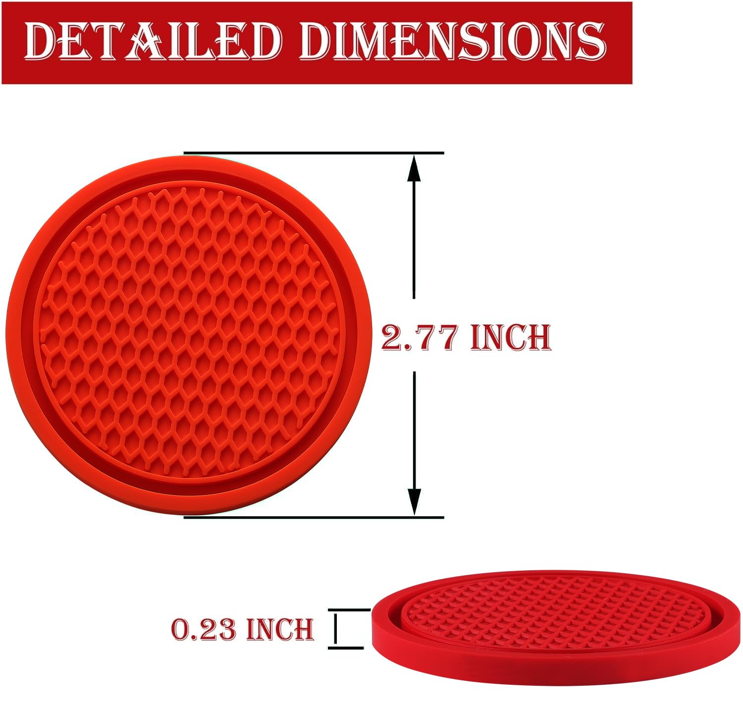 Singaro Car Cup Coaster, 4Pcs Universal Non-Slip Cup Holders Embedded In Ornaments Coaster, Car Interior Accessories, Red