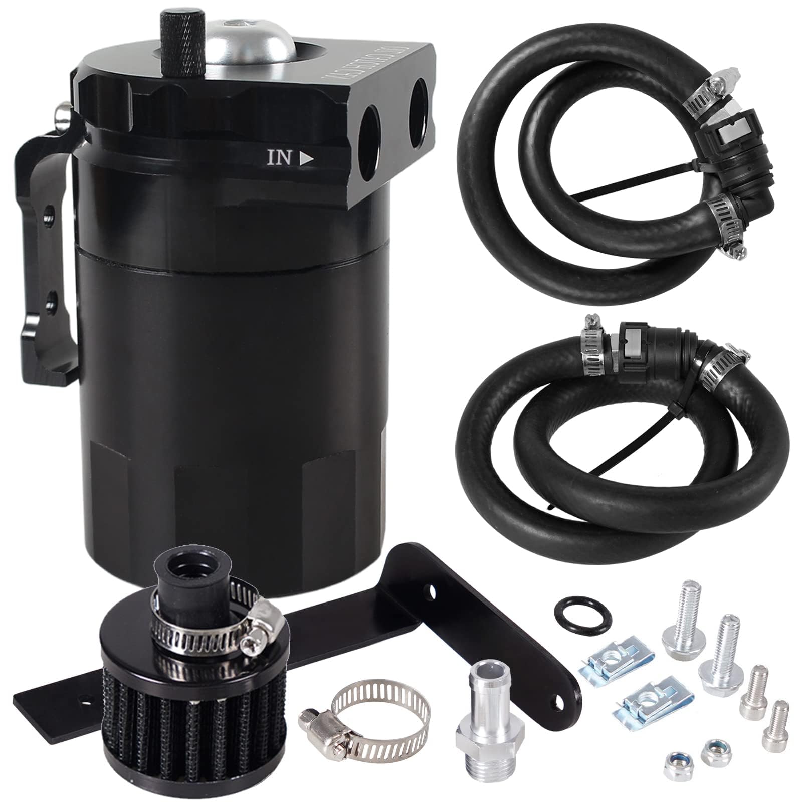 Poseng Oil Catch Can Baffled Oil Separator Tank Compatible With Ford F150 5.0L 2.7Eb 3.5Eb 11-22, Expedition 3.5L Ecoboost 18-22