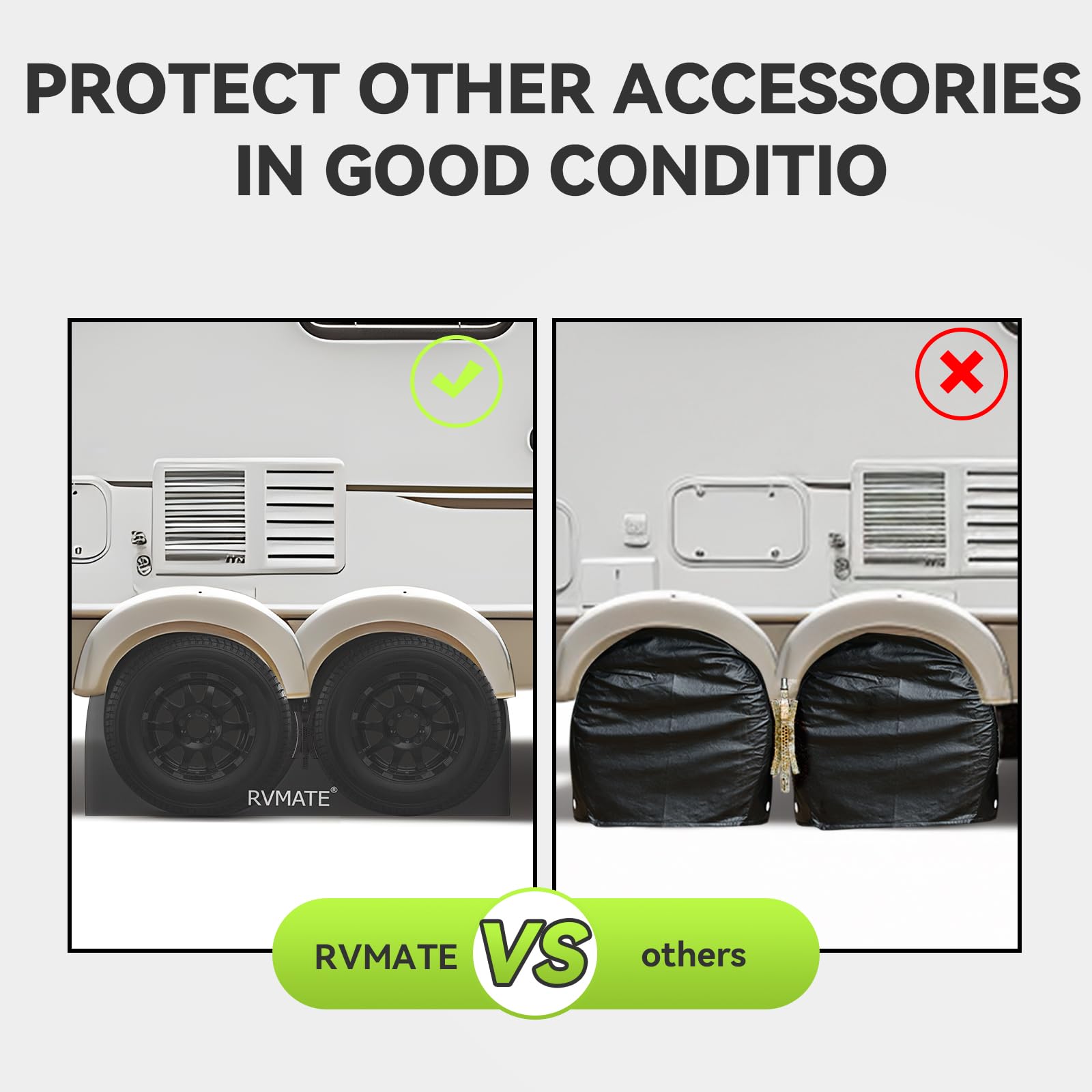 RVMATE Dual Axle RV Tire Covers 30"-33" Waterproof Black 420D Oxford (2 Pack)