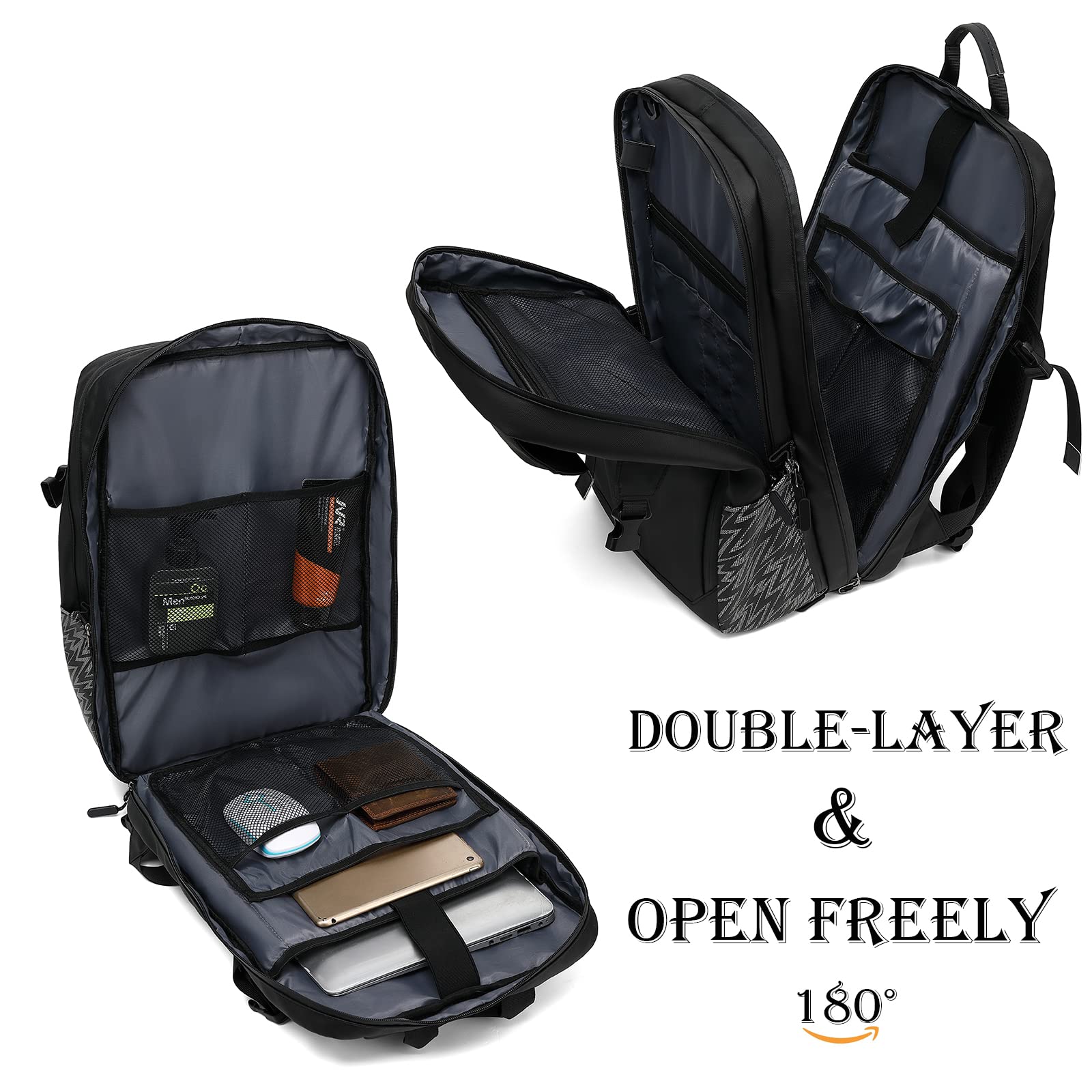 MIHUNTER Motorcycle Backpack - Waterproof Nylon, 17" Laptop Compartment, Adjustable Helmet Holder, Large, Reflective, Model Holder01