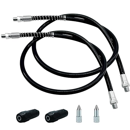 39In 6-Piece Grease Gun Hose Kit, Grease Gun Accessories Set Includes 2Pcs 39'' Flex Grease Hose Extension, 2Pcs 4-Jaw Standard
