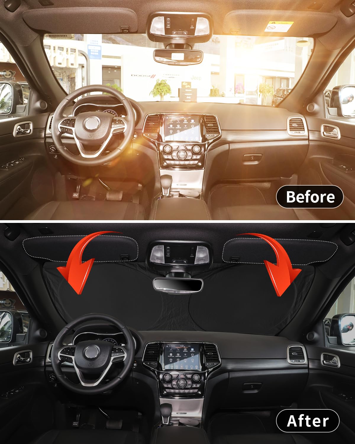 Insauto For Jeep Compass Windshield Sun Shade For Jeep Grand Cherokee Suv 2011-2023-Front Sunshade Car Sun Visor Cover Protector