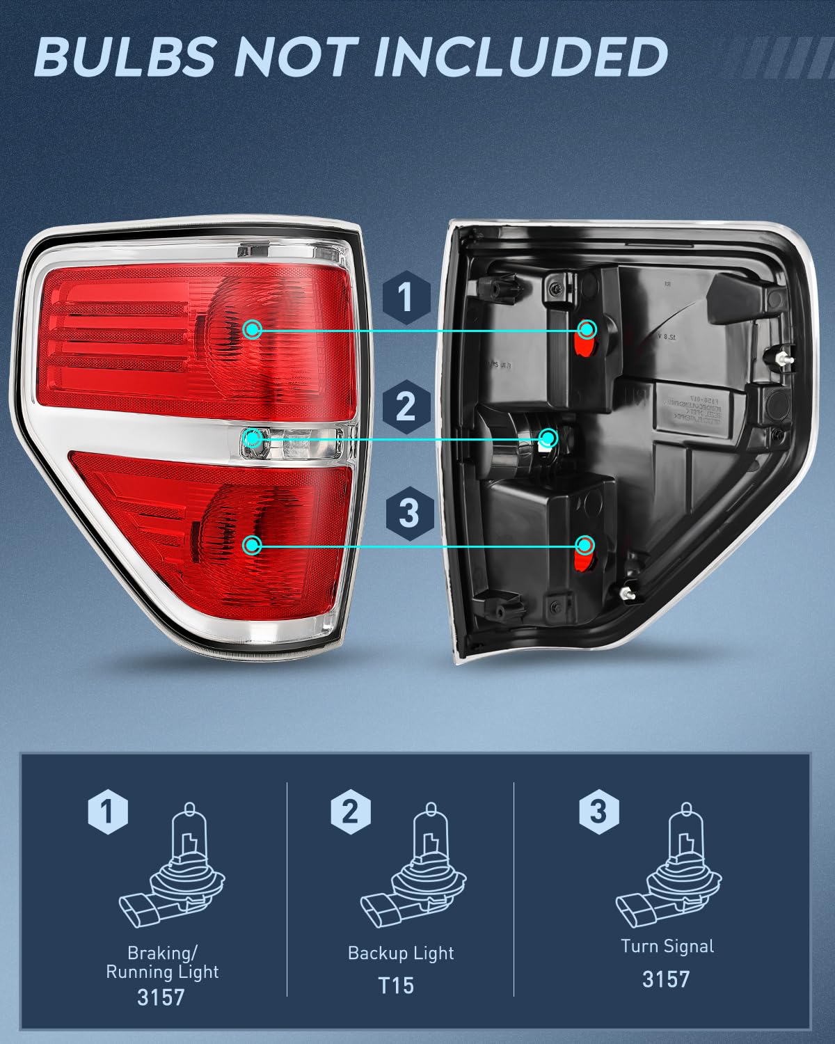 Nilight Taillight Assembly Compatible With 2009 2010 2011 2012 2013 2014 Ford F-150 Pickup Truck Taillights Rear Lamp Replacemen