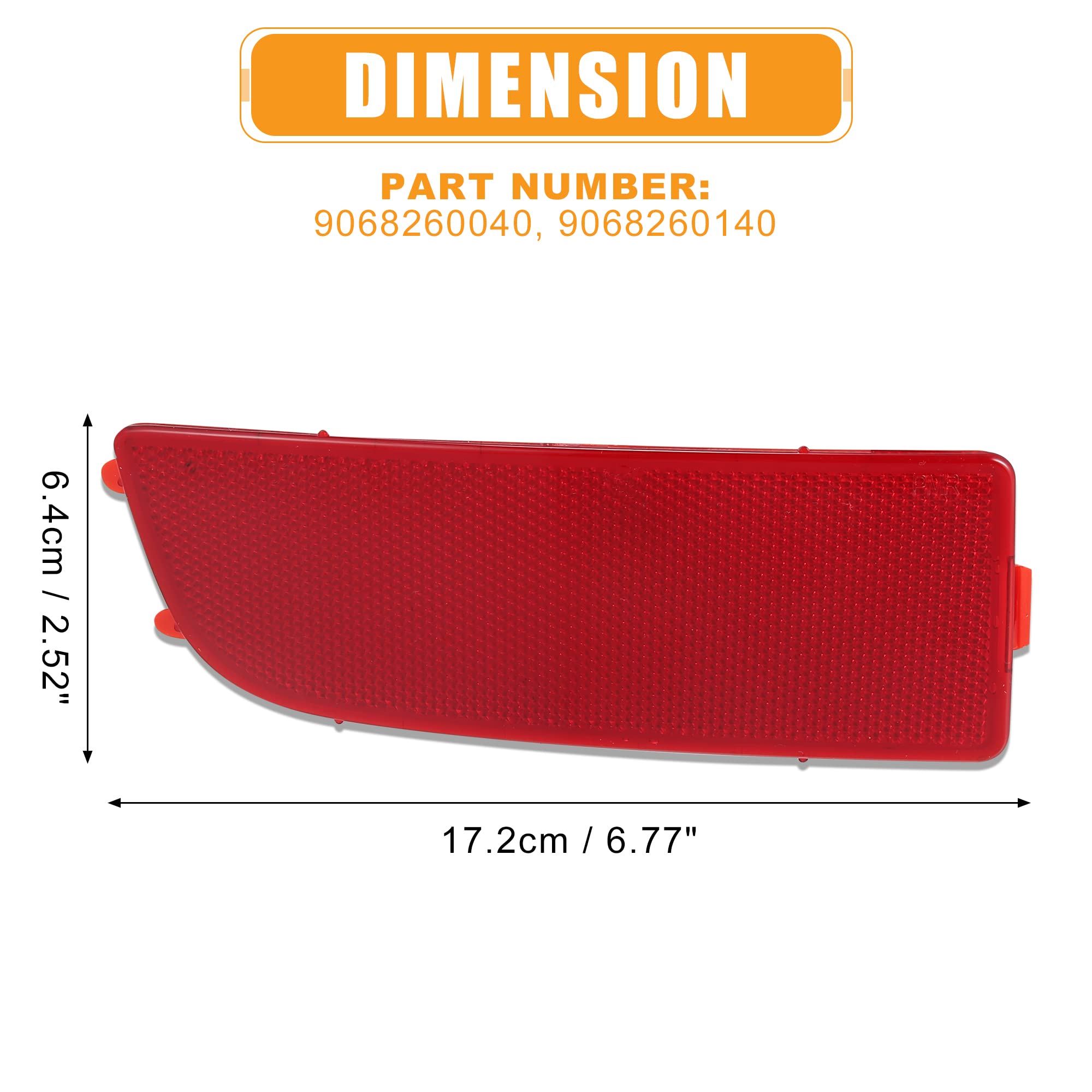 X Autohaux Pair Front Bumper Reflector Side Marker For Mercedes-Benz Sprinter 250 350 2006-2016 9068260040 9068260140 Replace Am
