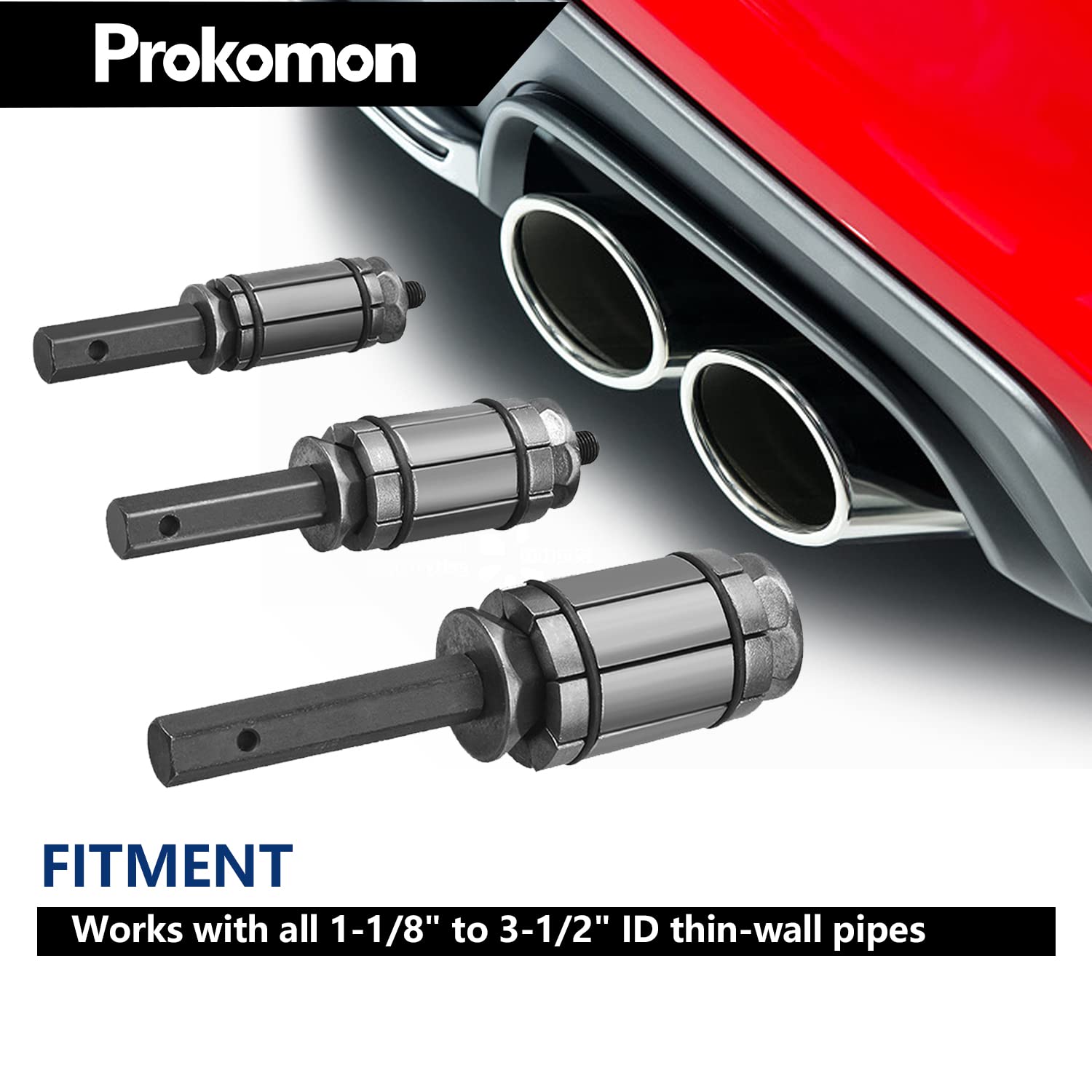 Prokomon 3 Pcs Exhaust Pipe Expander/Pipe Stretcher Kit/Muffler Pipe Expander/Tail Pipe Expander 1/18'' To 3-1/2''