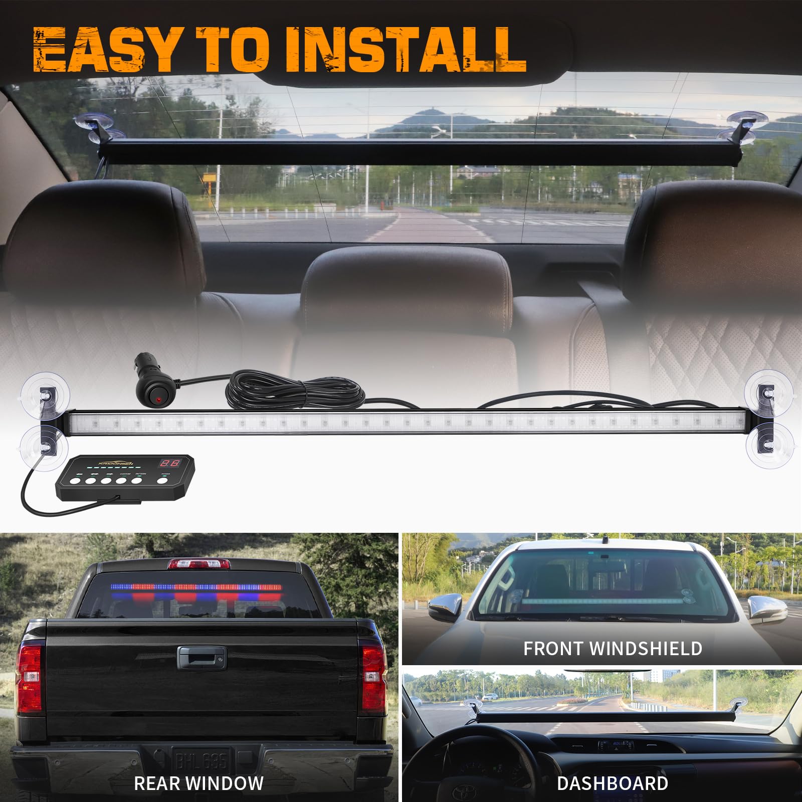 Xridonsen 35 Inch Traffic Advisor Police Light Bar 144 Led Red Blue Police Lights Emergency Strobe Warning Flashing Safety Inter