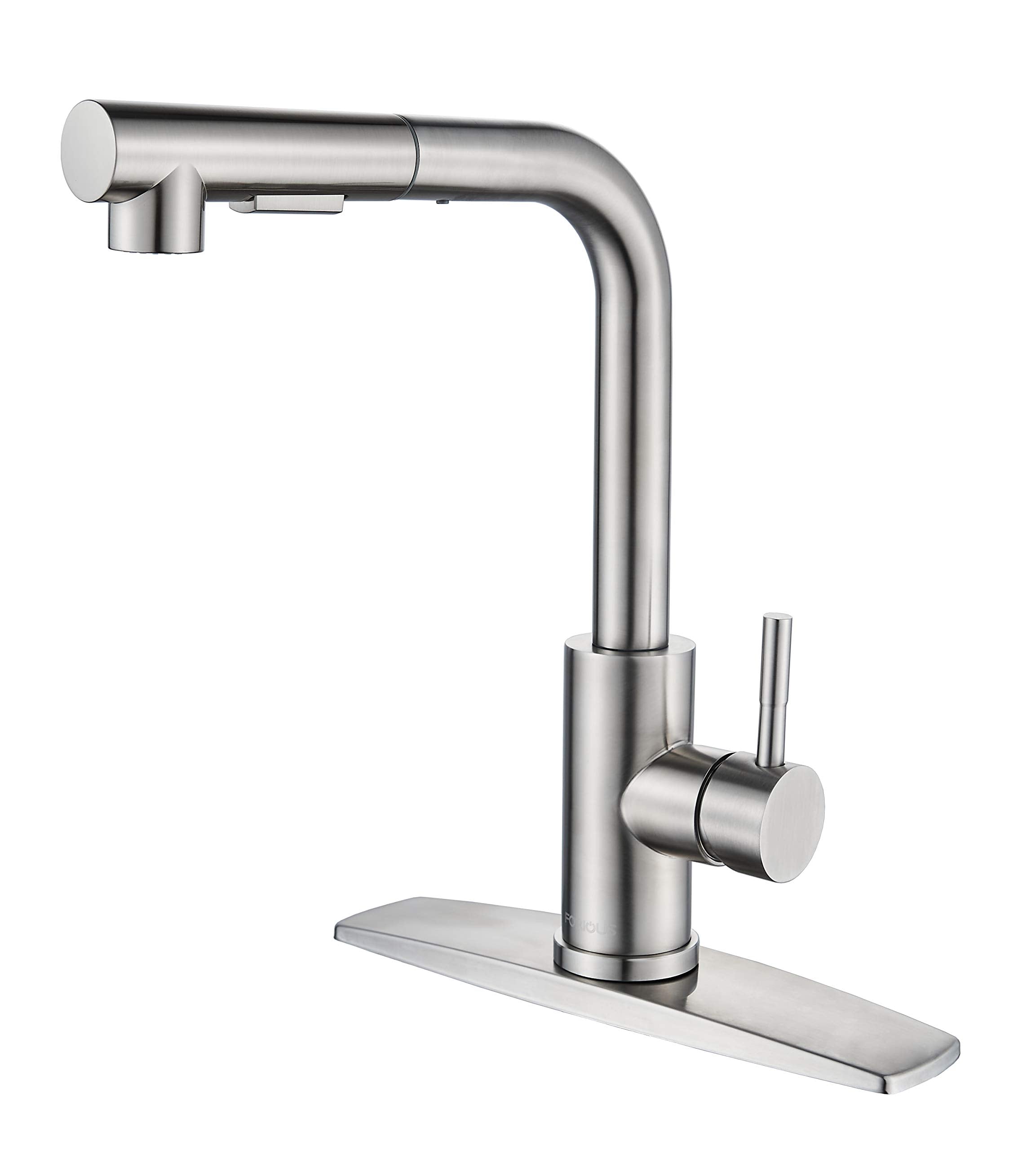 Forious Kitchen Faucets With Pull Down Sprayer, Single Handle Kitchen Sink Faucet With Pull Out Sprayer, Brushed Nickel