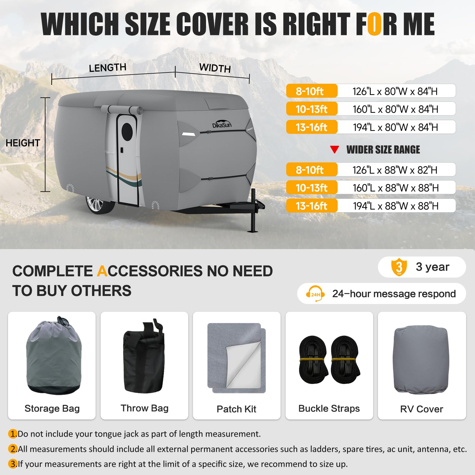 Travel Trailer Cover, 7 Layers Fiberglass Camper Rv Cover (Fits 13' - 16' Trailers), Tear Resistant Waterproof Motohome Trailer