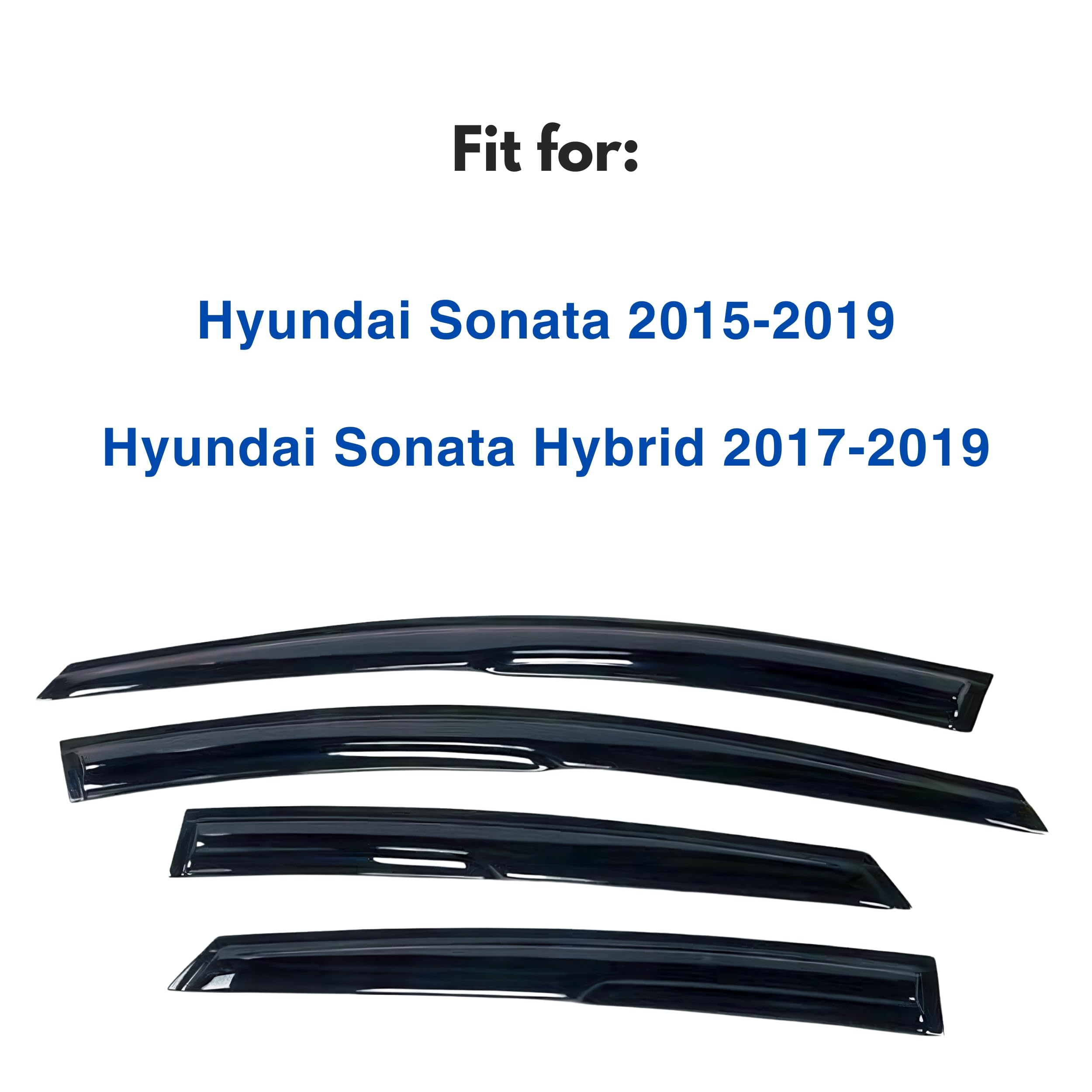 Ig Window Visor For Hyundai Sonata 2015-2019 & Sonata Hybrid 2017-2019, Rain Guard Tape-On Extra Durable Sun Wind Side Vent Wind