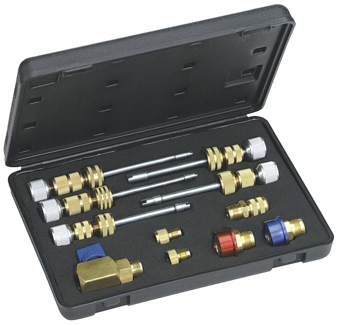 Mastercool 58490 R134a Valve Core Remover/Installer Kit - Works Under Pressure - Covers Standard, JRA, Eaton Cores - Includes Sh