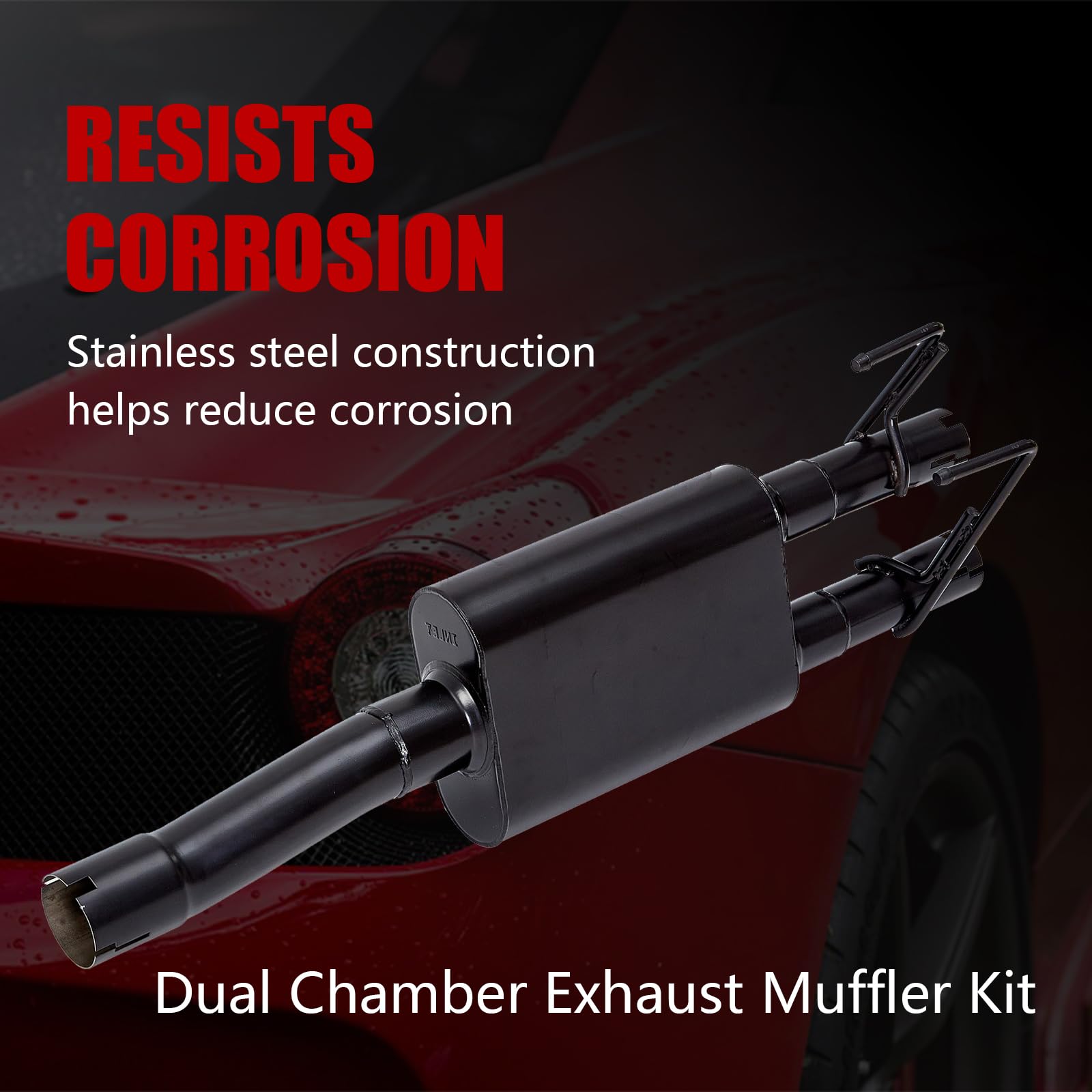 Direct-Fit Muffler,409S Dual Chamber Exhaust Muffler Kit Fits Exhaust 2009-2018 Dodge Ram 1500 Aggressive Series,Stainless Steel
