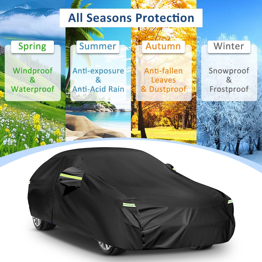 Sailnovo Car Cover Waterproof All Weather,7 Layers Heavy Duty Outdoor Full Car Cover, Snowproof Rainproof Windproof Sun Uv Prote