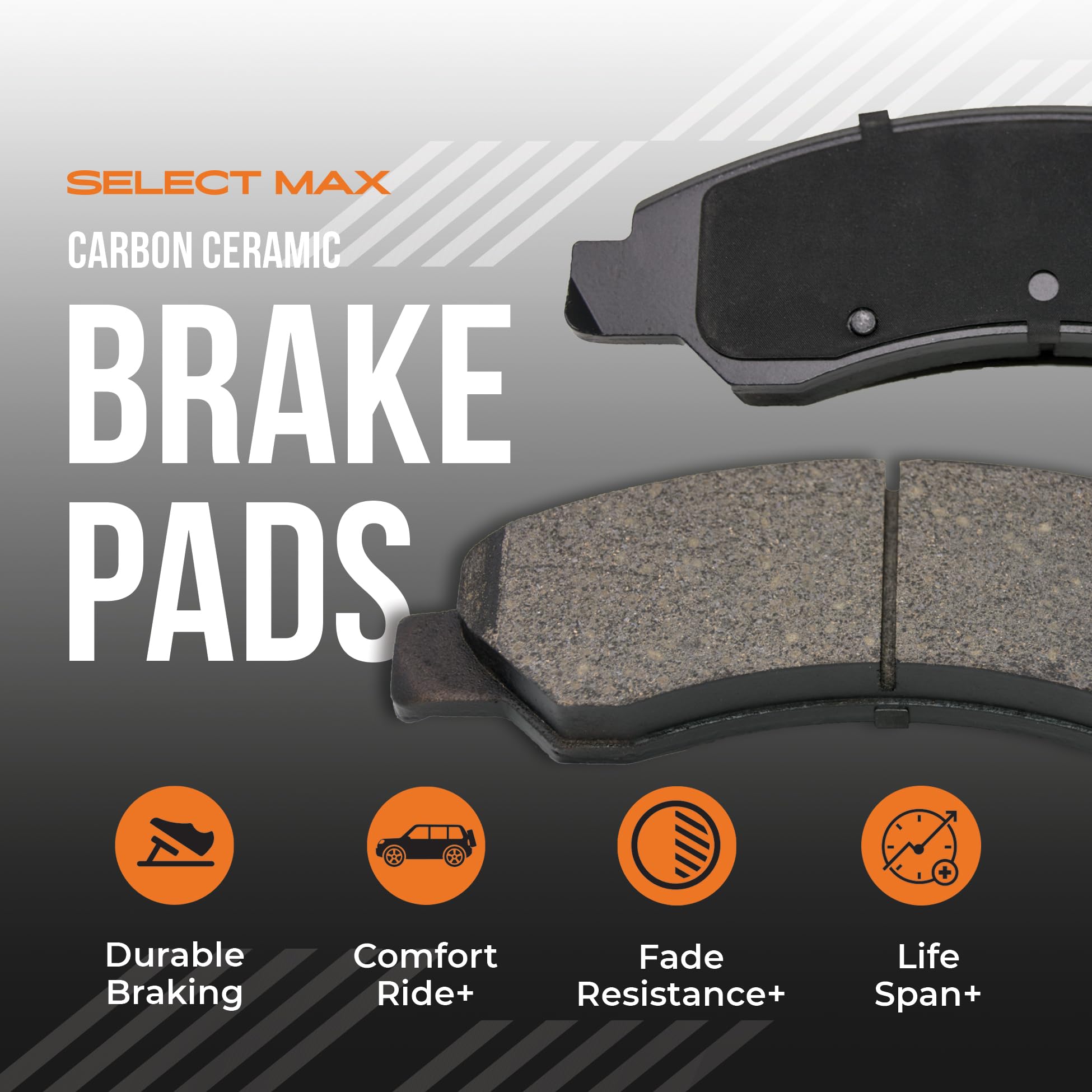 Max Advanced Brakes Front Brake Pad Compatible With 2003 2004 2005 6, Carbon Ceramic Pad W/Hardware