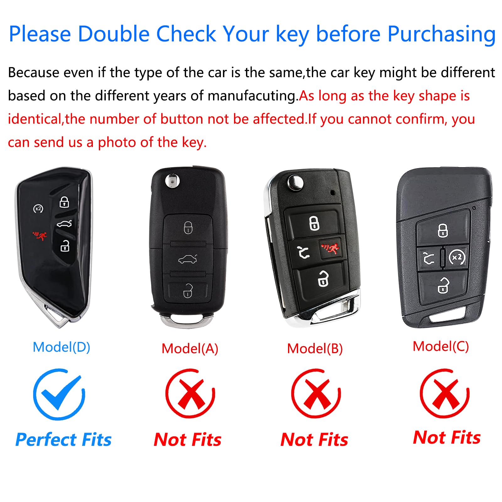 Ocezbiis For Volkswagen Key Fob Cover,Keychain,Zinc Alloy Protection Car Key Shell Case Compatible With Vw Smart Remote Keyless
