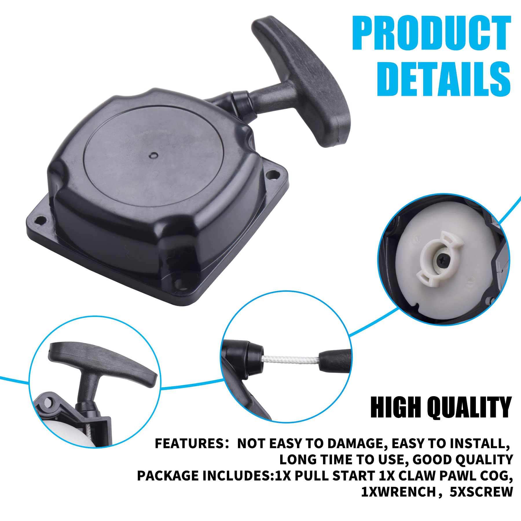 JINGKE Recoil Pull Starter with Claw Pawl Cog for 43cc 47cc 49cc 50c ATVs Pocket Dirt Bike Gas Scooters Pocket Bikes Mid-Bikes M