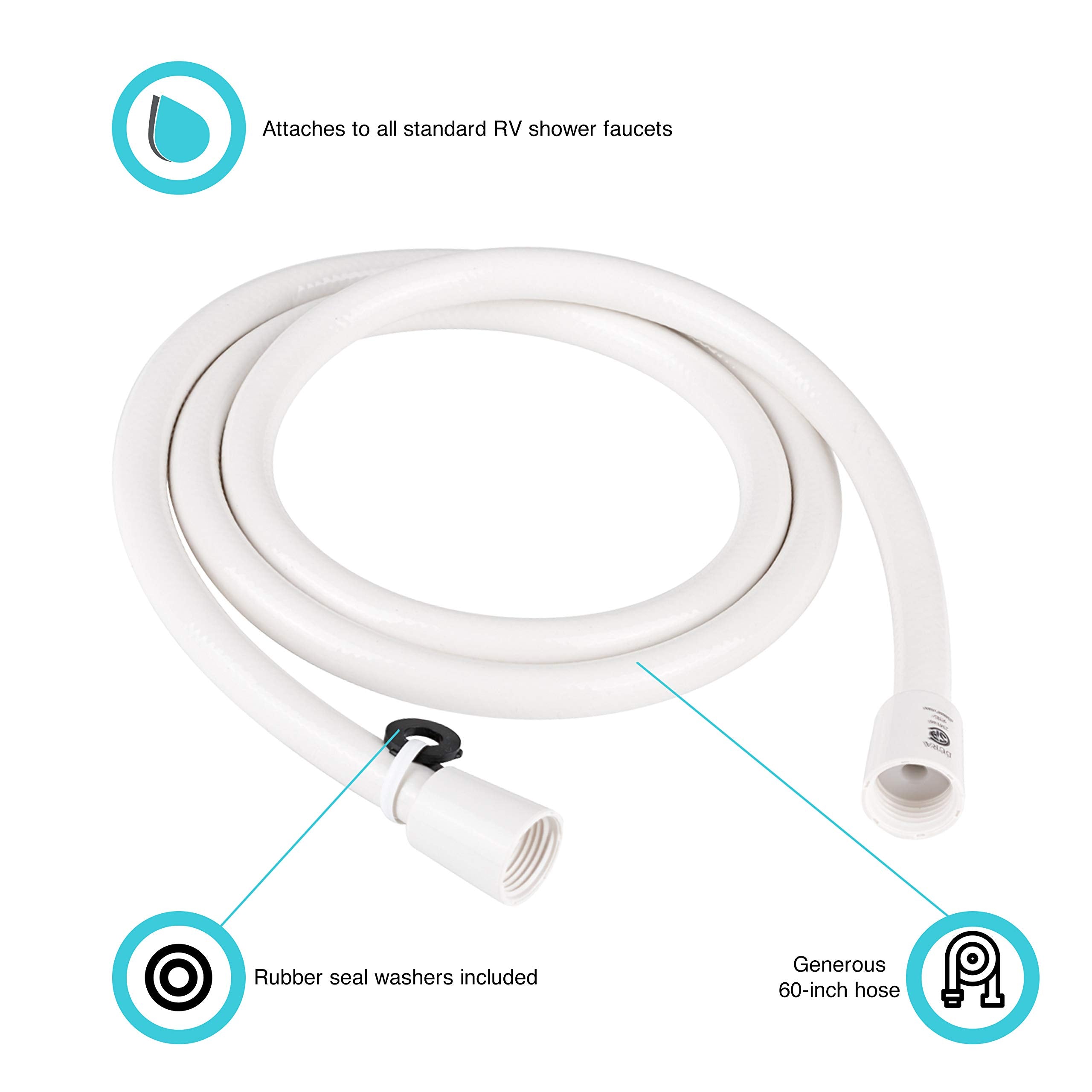 Dura Faucet Df-Sa230-Wt Rv 60-Inch Vinyl Shower Hose (White)