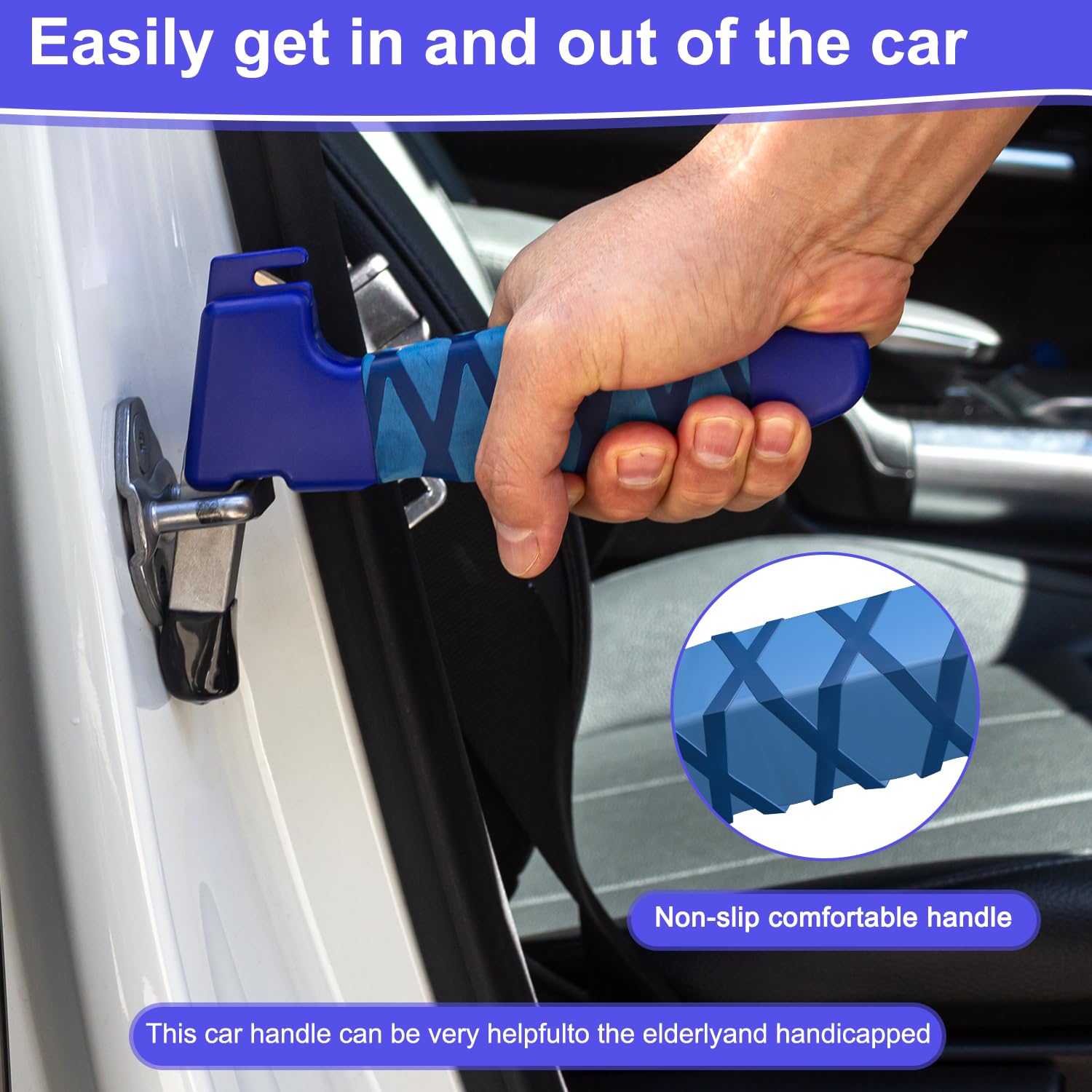 Car Door Handle Assist For Elderly - 3-In-1 Car Handle Assist Auto Cane With Seat Belt Cutter & Window Breaker Car Door Latch Ha