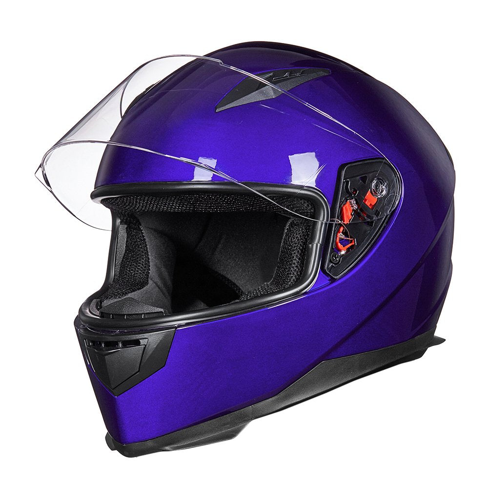 ILM Full Face Motorcycle Helmet DOT JK313, Medium, Blue, with Removable Winter Neck Scarf & 2 Visors, Durable ABS Material