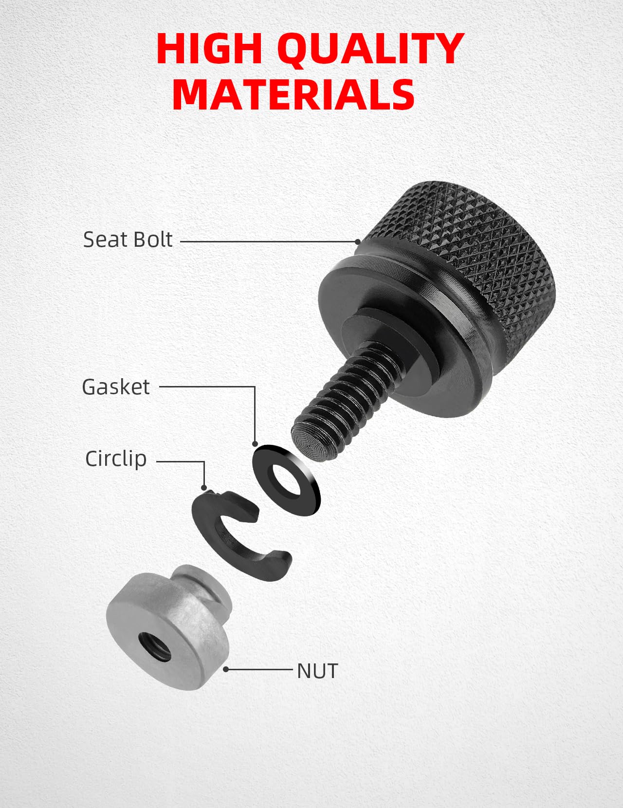 Amazicha Black Aluminium Seat Bolt Screw Nut Mount Kit Compatible For Harley Davidson Touring Sportster Softail Dyna 1996-2024