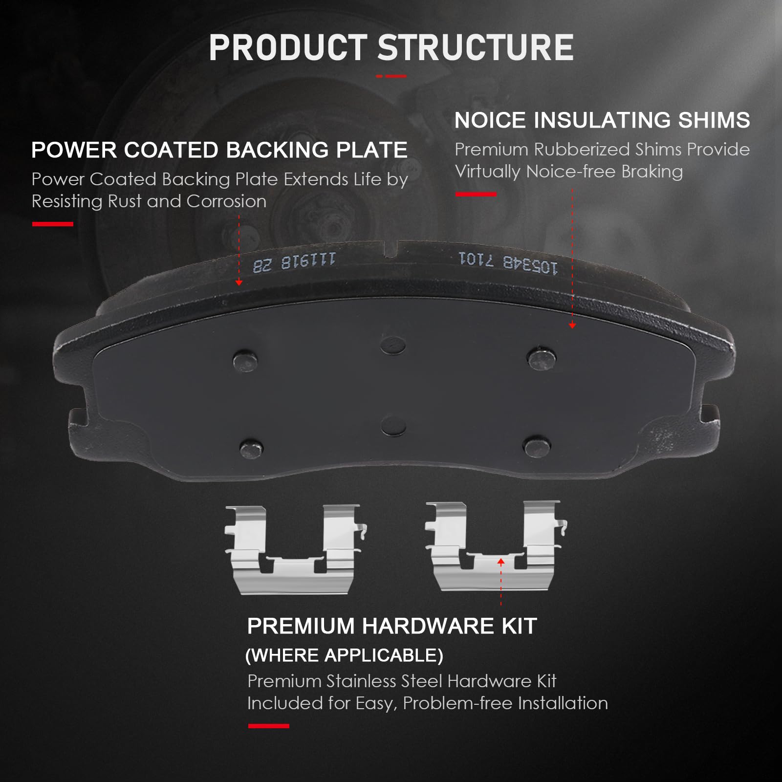 Cciyu D1264 D1275 Front & Rear Ceramic Disc Brake Pads Kit For Chevrolet Captiva Sport 12-15,For Chevrolet Equinox 07-09,For Pon