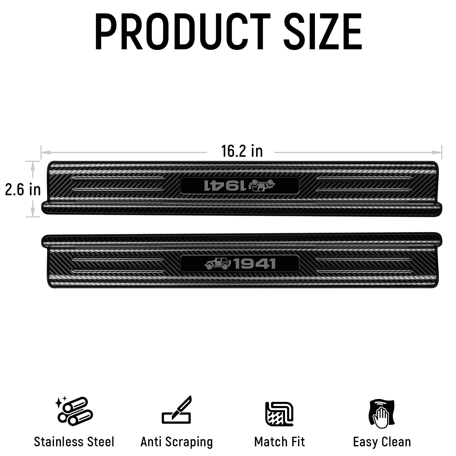 ZZEQYG 2 Pcs Stainless Steel Door Sill Protector Compatible with Jeep Wrangler JK JKU Sport Sahara Rubincon 2007-2017 Accessorie