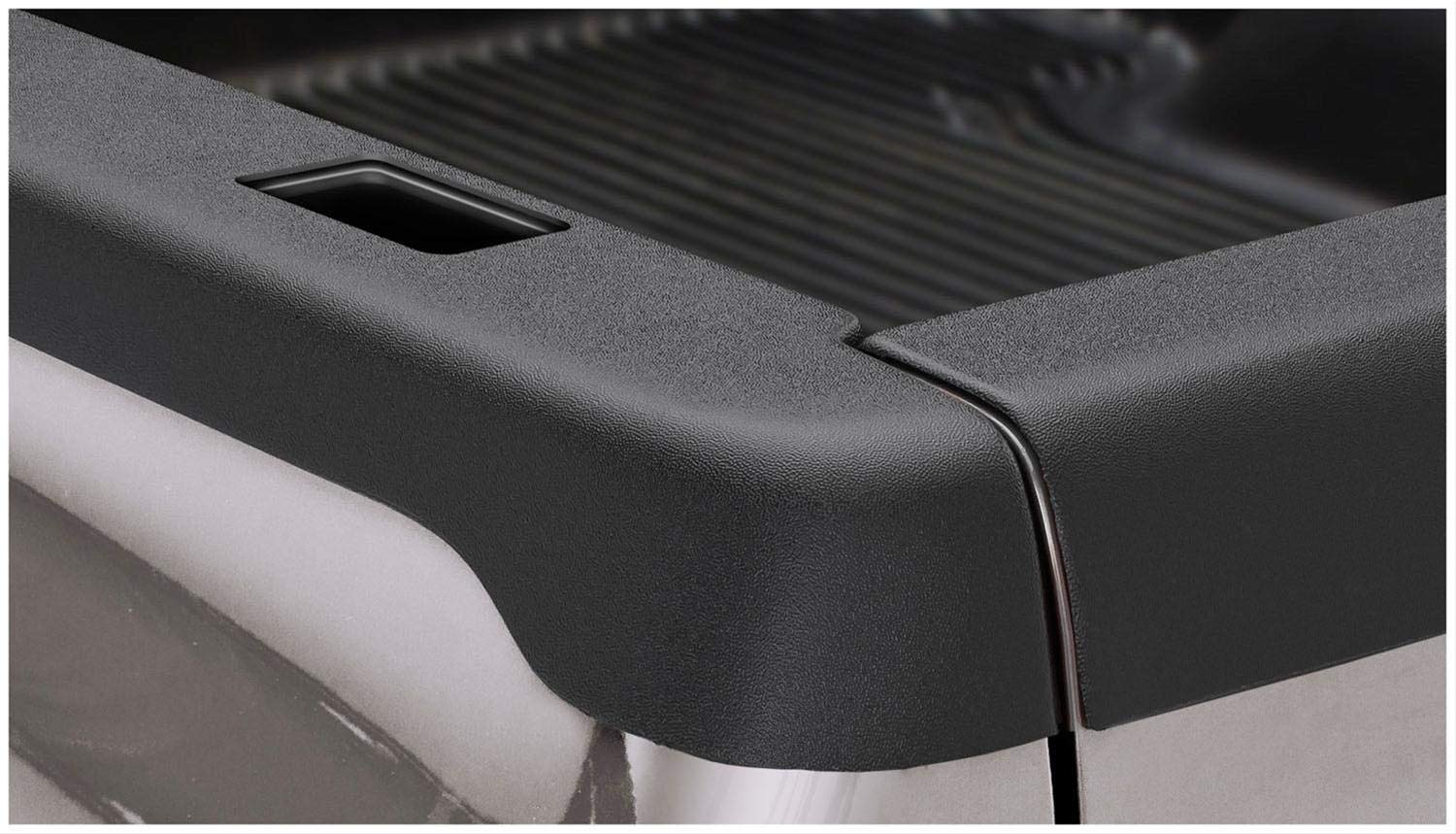 Bushwacker Ultimate BedRail Caps - SmoothBack w/ Stake Holes | 2-Piece Set, Black, Smooth Finish | 48503 | Fits 2001-2006 Chevro