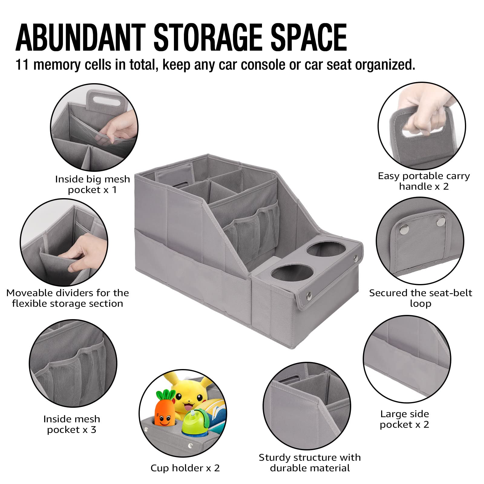Mulisoft Car Seat Organizer- Backseat Car Organizer With 11 Storages Compartments And 2 Cup Holders, Car Organizers And Storage, Car Organizer Front Seat, Car Organizer Backseat For Travel Kids