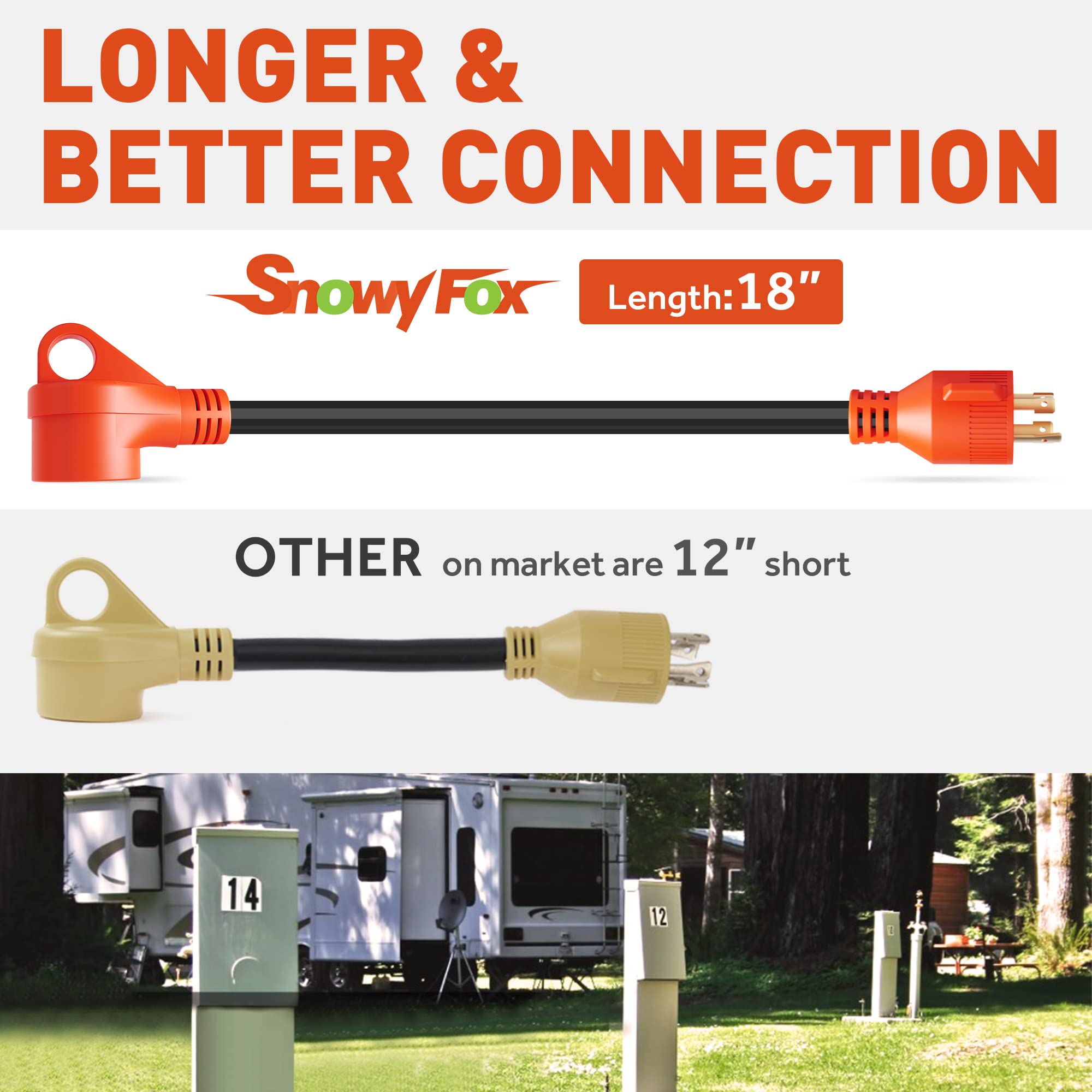 Snowyfox 30 Amp To 30 Amp Rv Generator Adapter Cord 4 Prong Nema L14-30P Locking Male Plug To Tt-30R Female Receptacle For Rv Tr