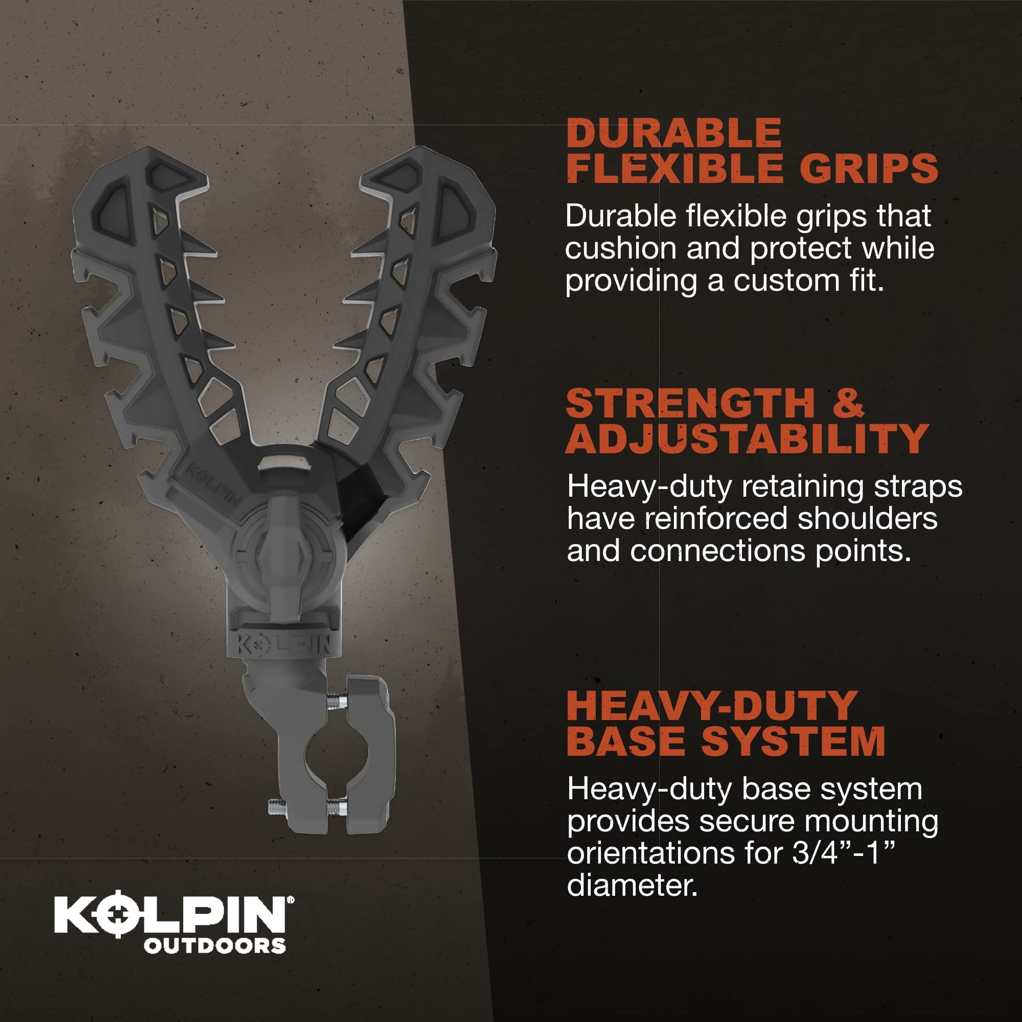 Kolpin Rhino Grip XLR Bar Mount - Durable Nylon, Black, Model 21556