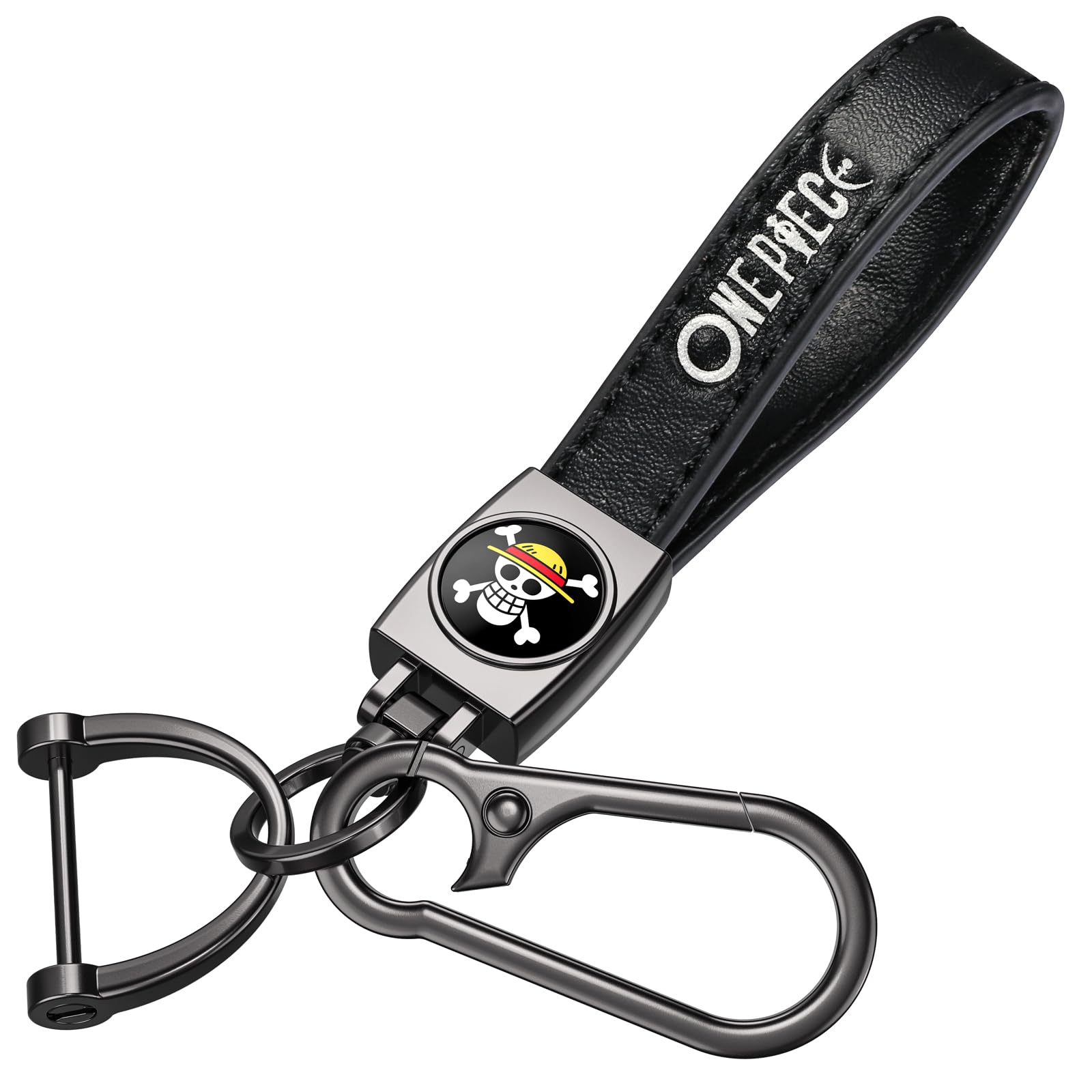 WiiFiive One Piece Car Keychain Keyring for Anime Fans,One Piece Leather Car Key Chain Replacement Key Fob Holder,Souvenir Gifts